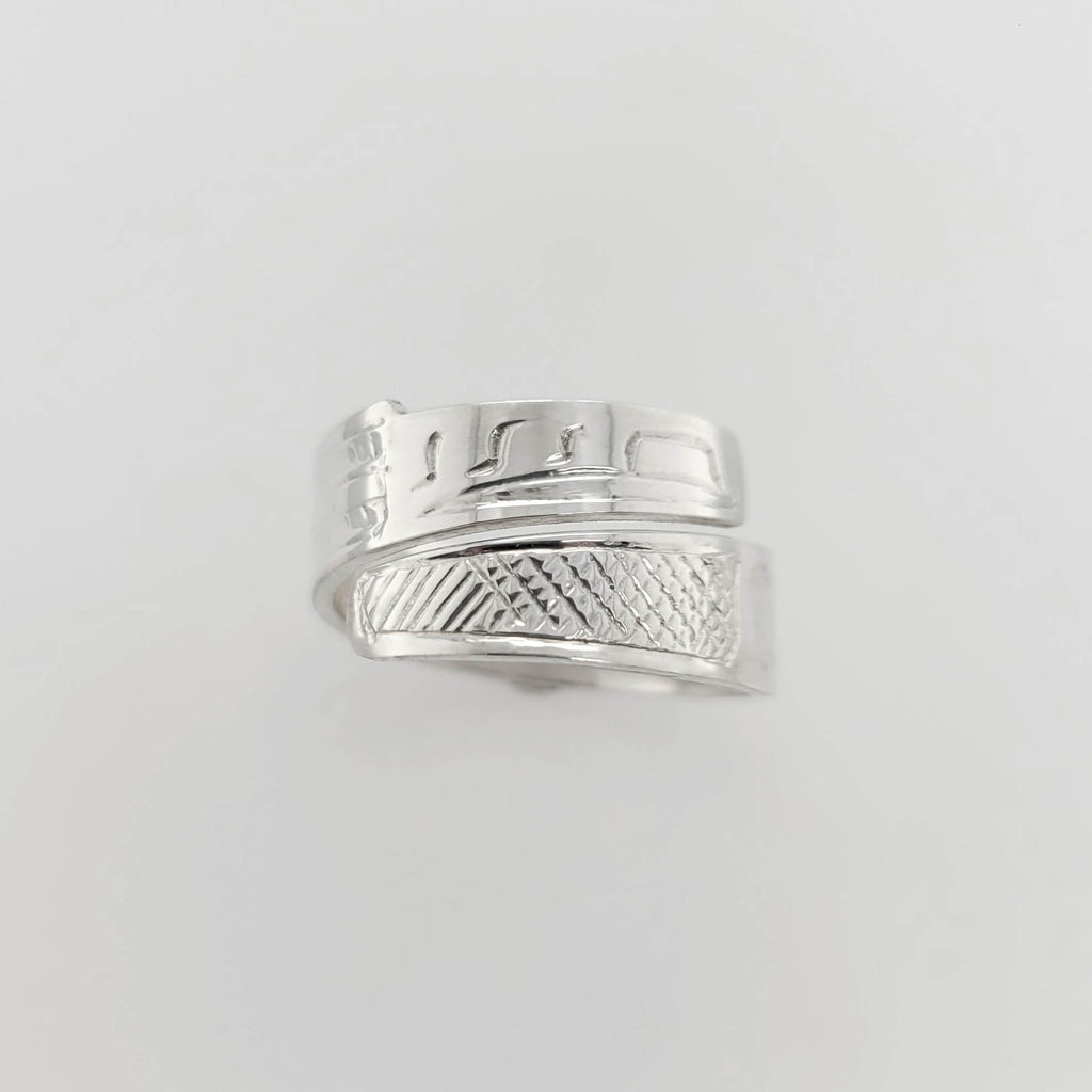 Silver Raven Wrap Ring by Tahltan artist Terrence Campbell