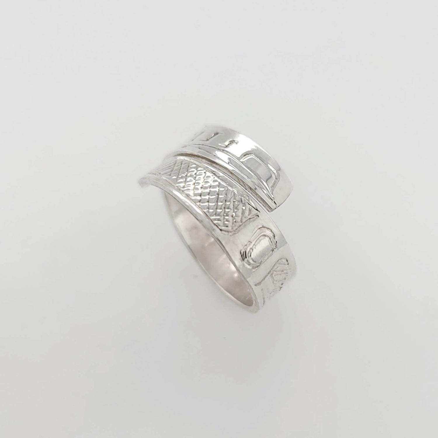 Silver Raven Wrap Ring by Tahltan artist Terrence Campbell