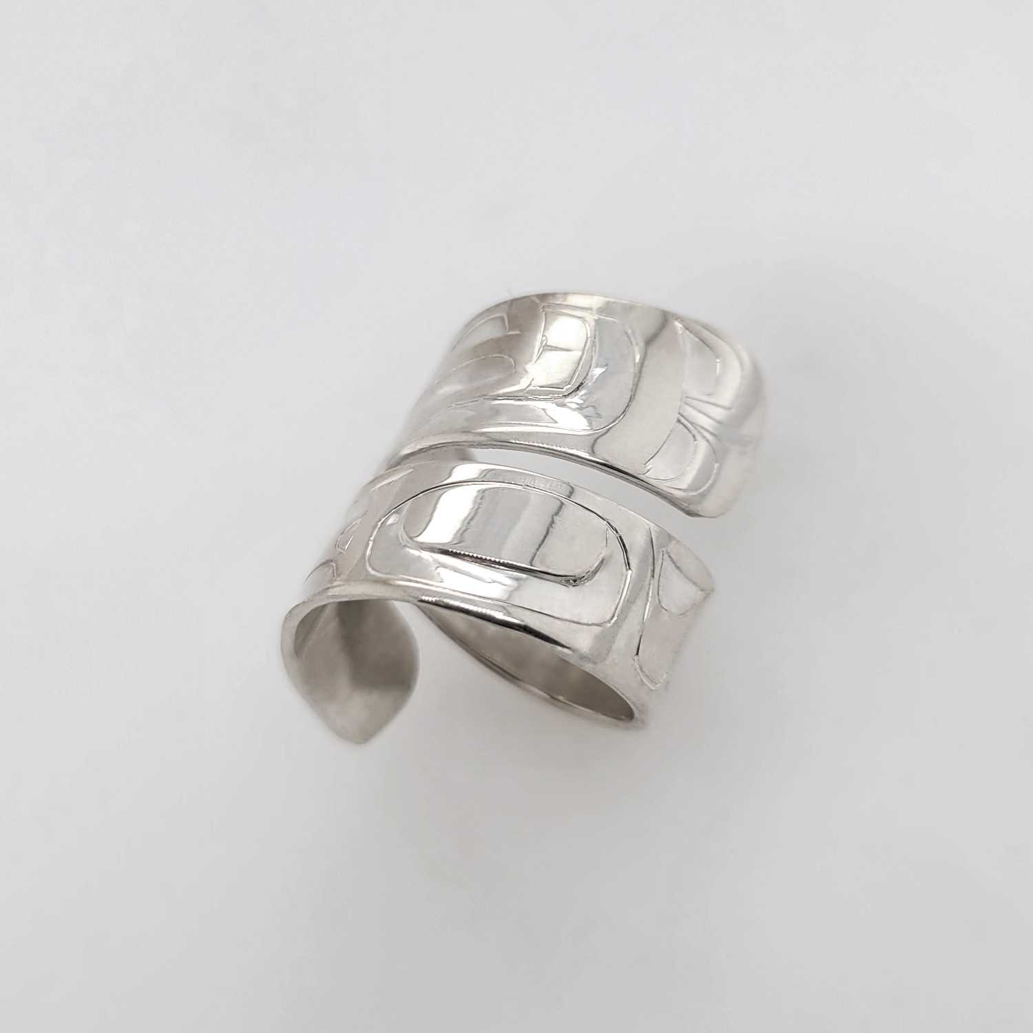 Silver Raven Wrap Ring by Haida artist Alvin Adkins