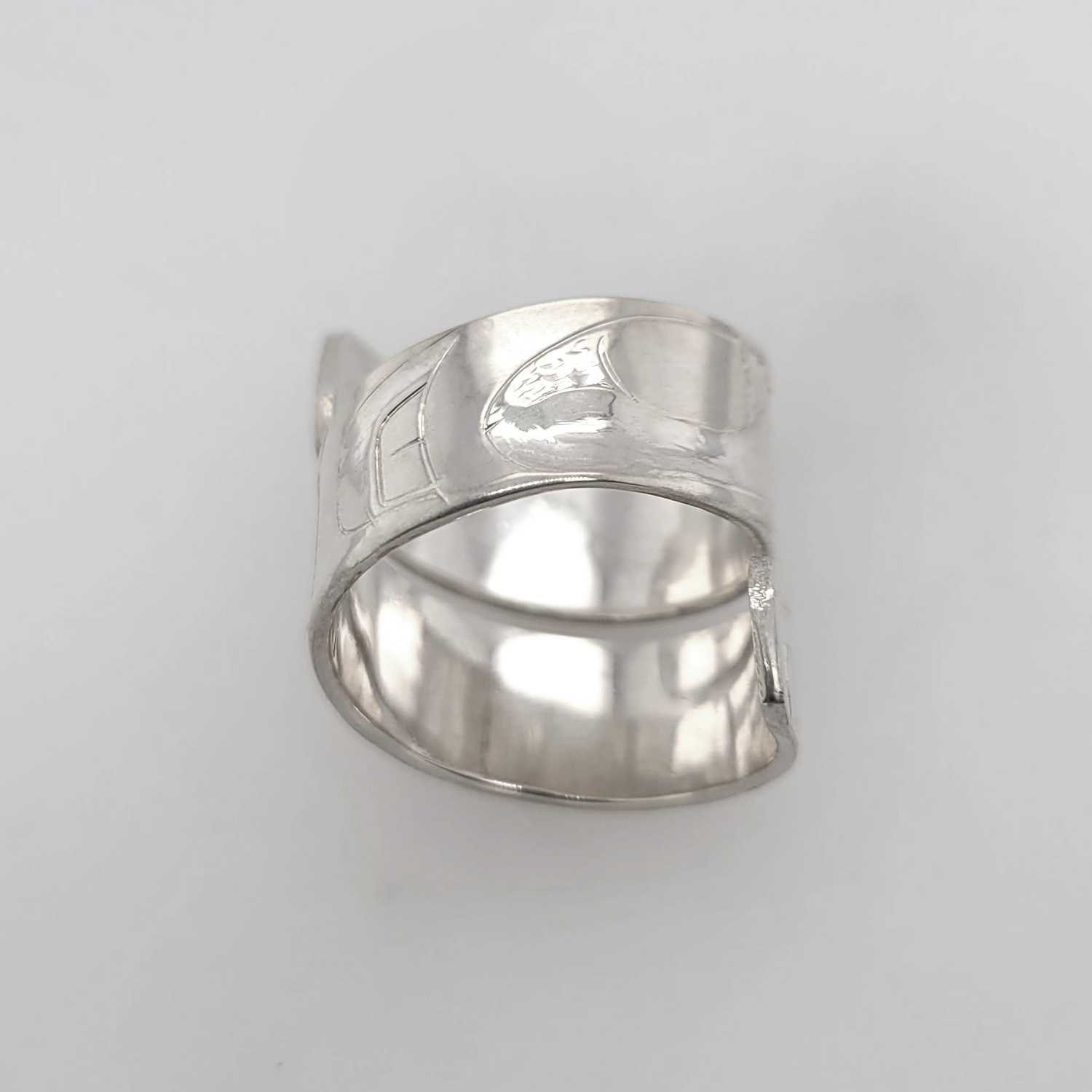 Silver Raven Wrap Ring by Haida artist Alvin Adkins