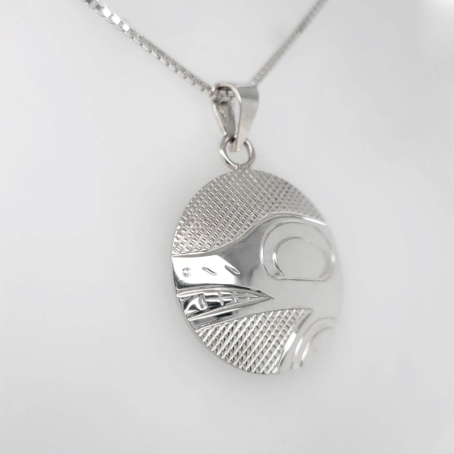 Silver Wolf Pendant by Cree artist Justin Rivard