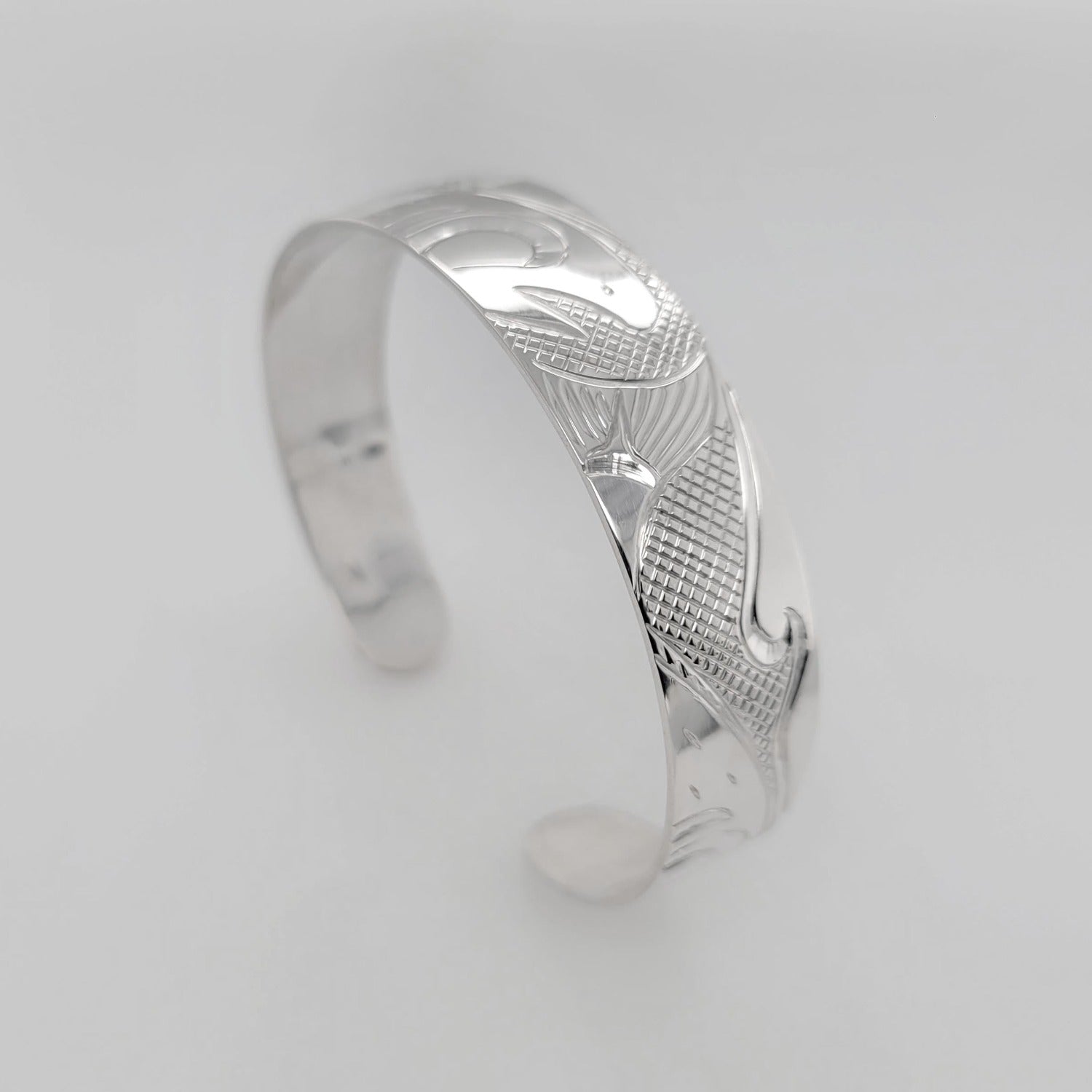 Silver Salmon Bracelet by Cree artist Justin Rivard