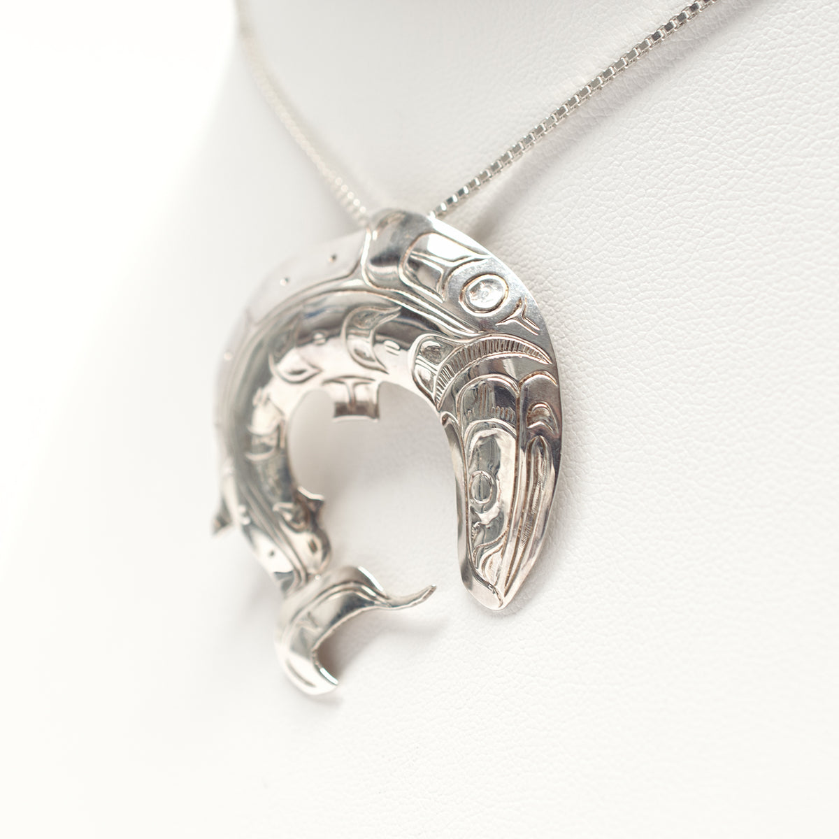 Silver Salmon Pendant by Kwakwaka'wakw artist Harold Alfred