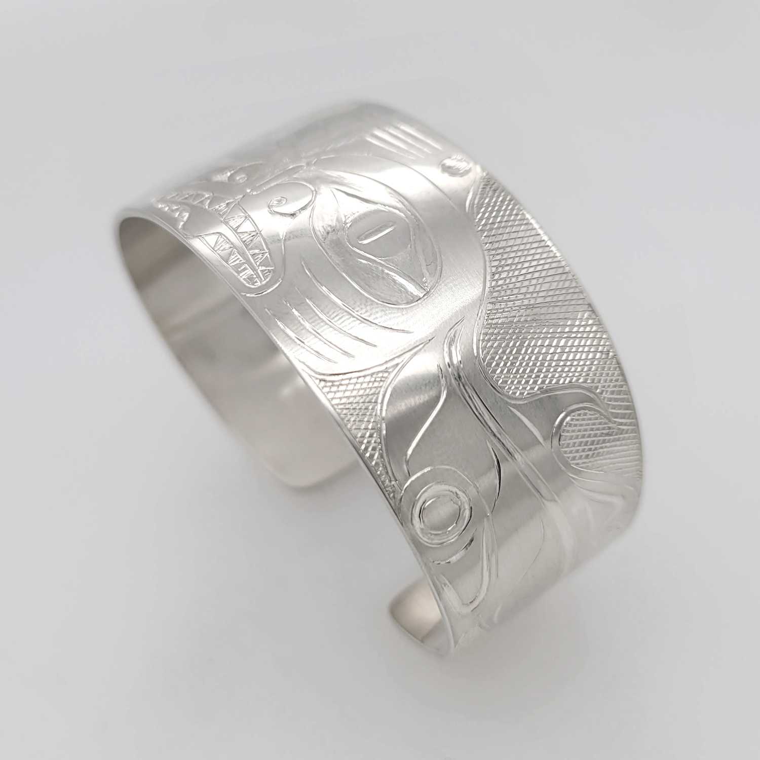 Silver Dogfish or Shark Bracelet by Haida artist Ron Russ