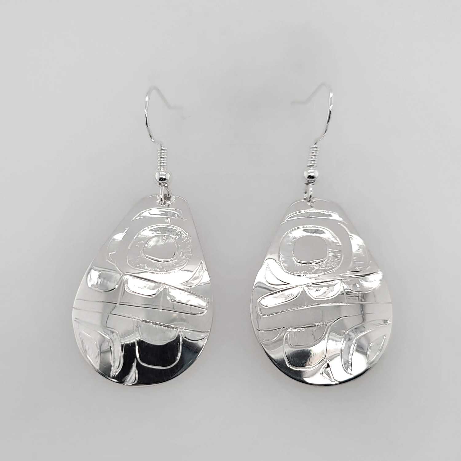 Silver Bear Earrings by Haida artist Alvin Adkins