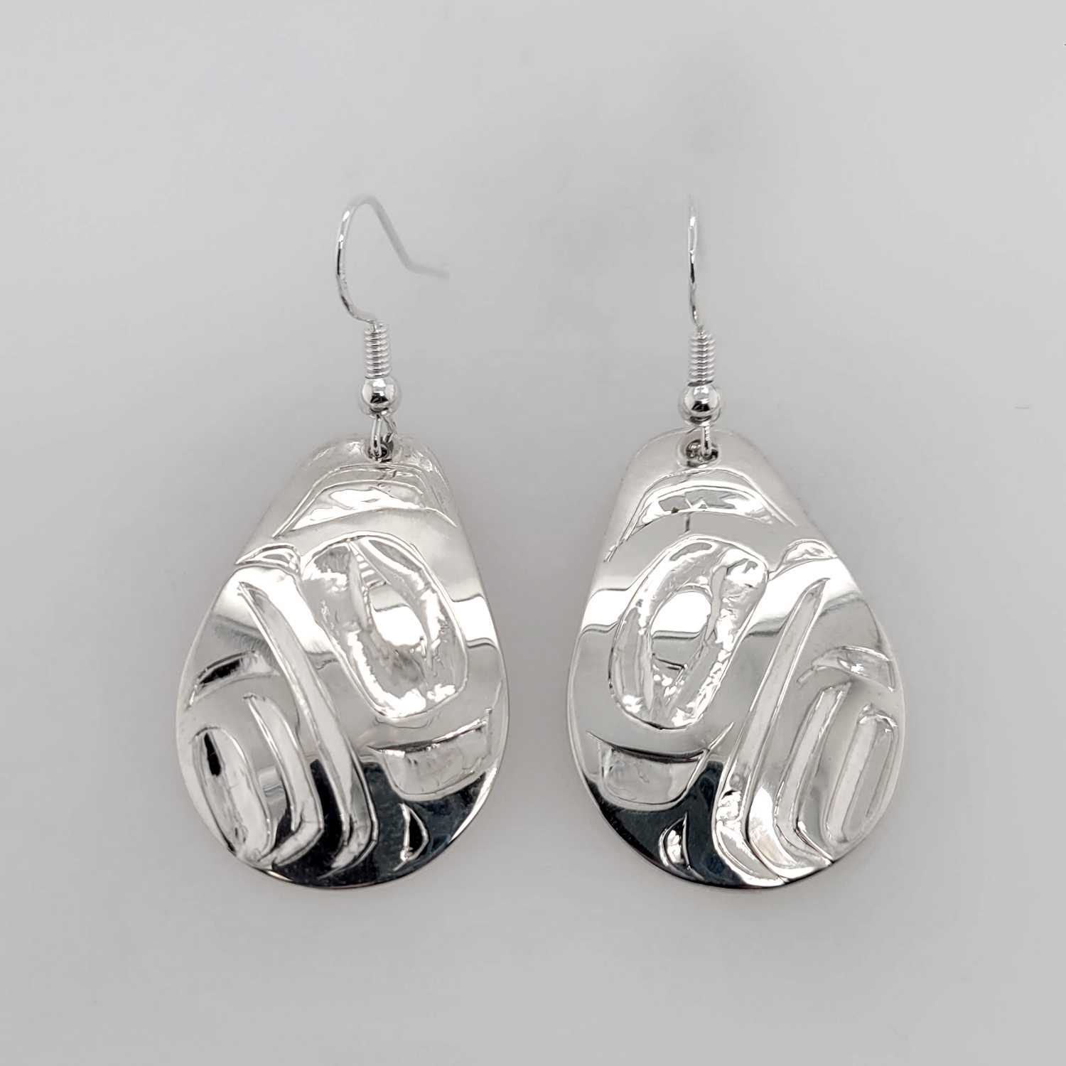 Silver Eagle Earrings by Haida artist Alvin Adkins