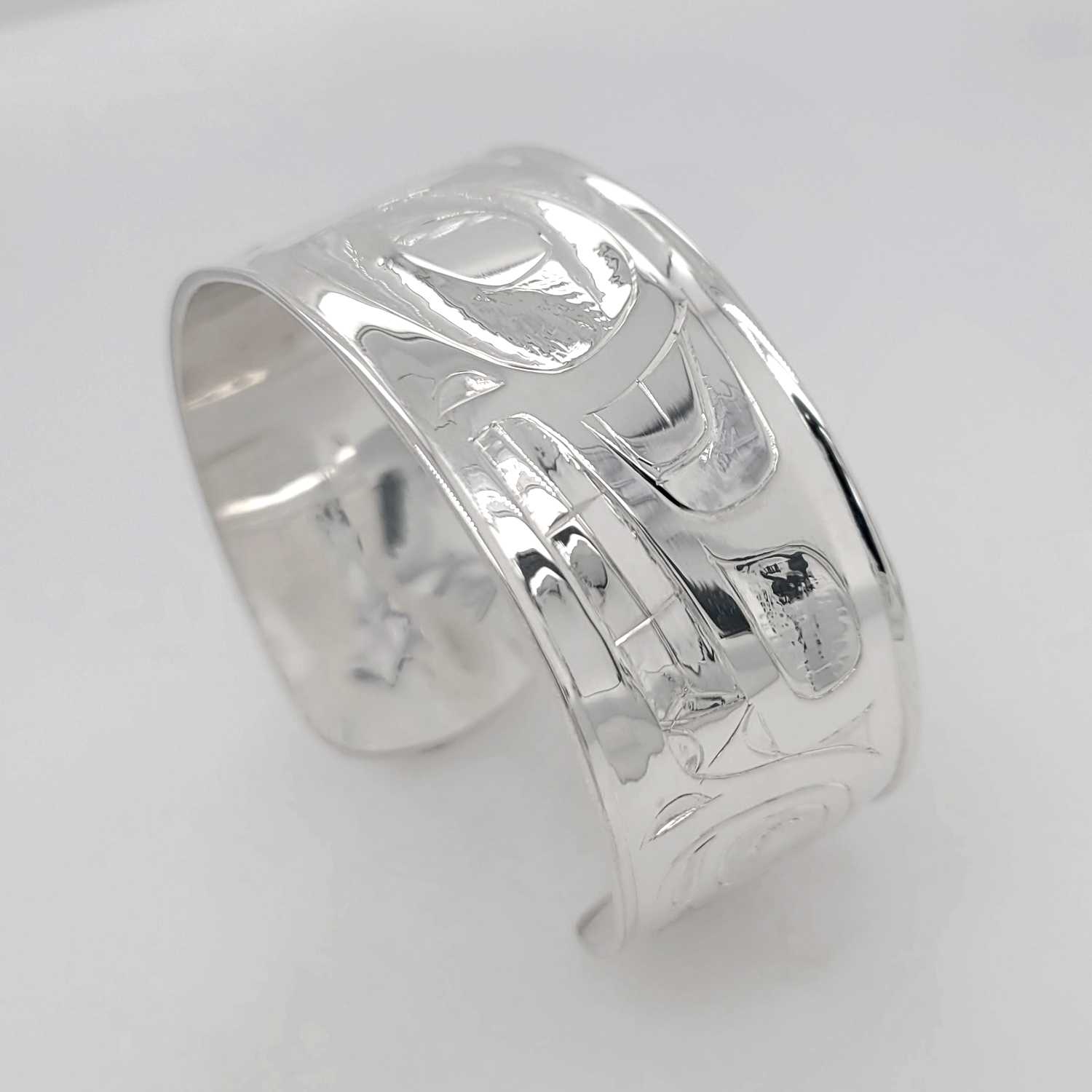 Silver Wolf Bracelet by Haida artist Alvin Adkins