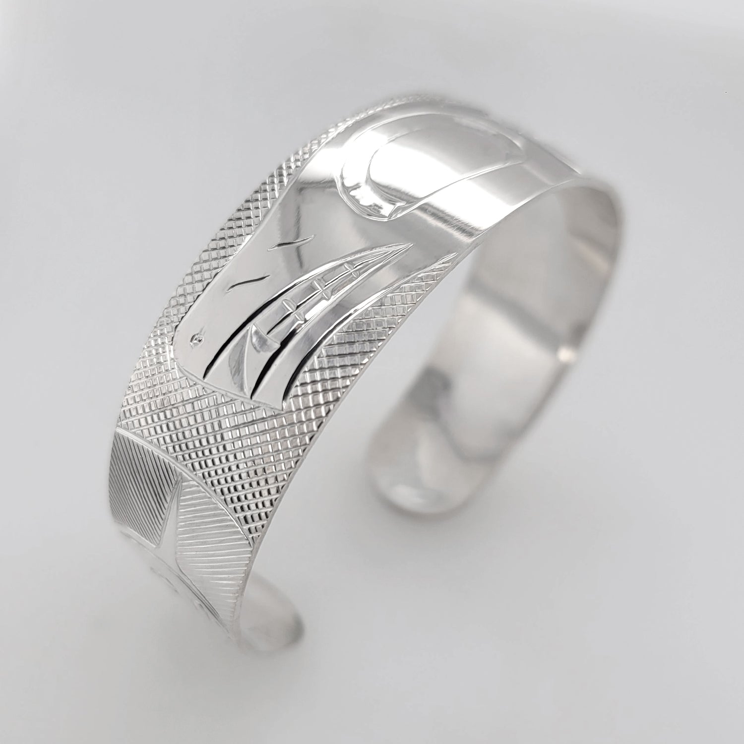 Silver Wolf Bracelet by Cree artist Justin Rivard