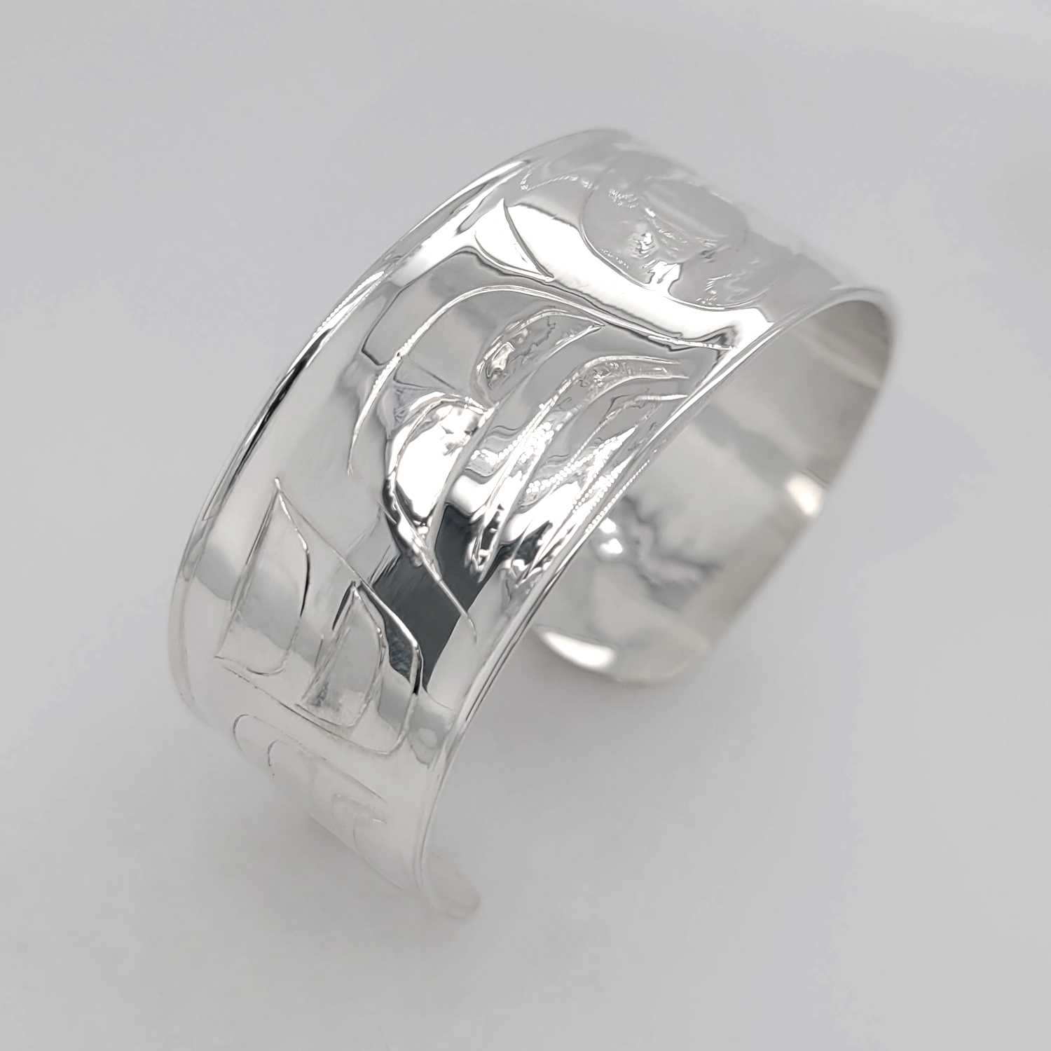 Silver Wolf Bracelet by Haida artist Alvin Adkins