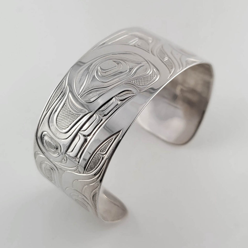 Silver Wolf Bracelet by Indigenous artist Joe Wilson