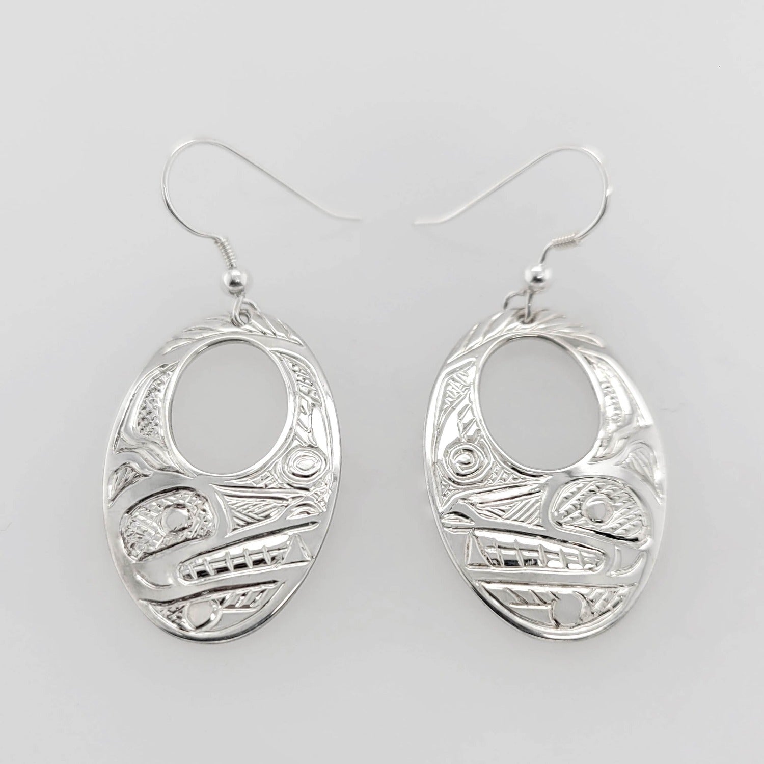 Silver Wolf Earrings by Tsimshian artist Bill Helin