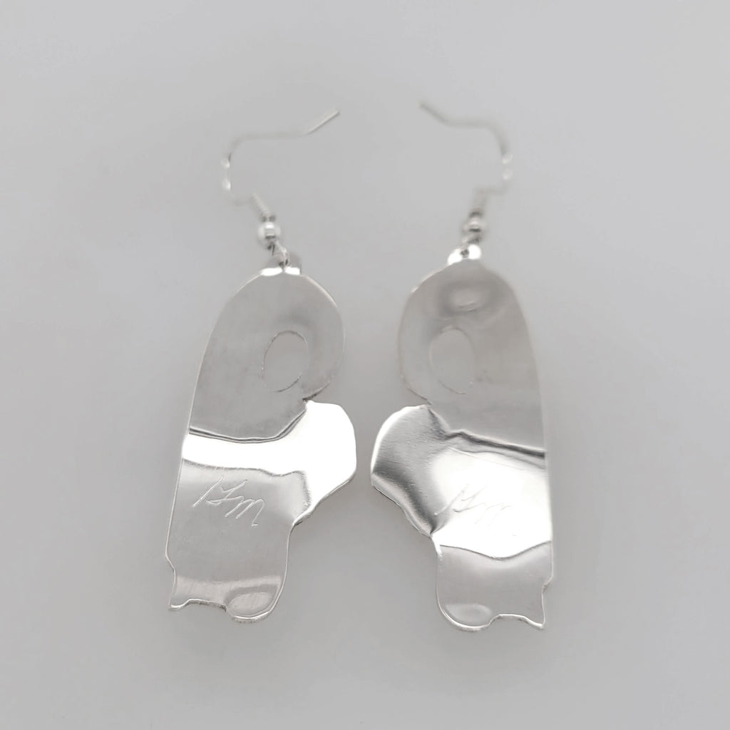 Silver Wolf Earrings by Haida artist Garner Moody
