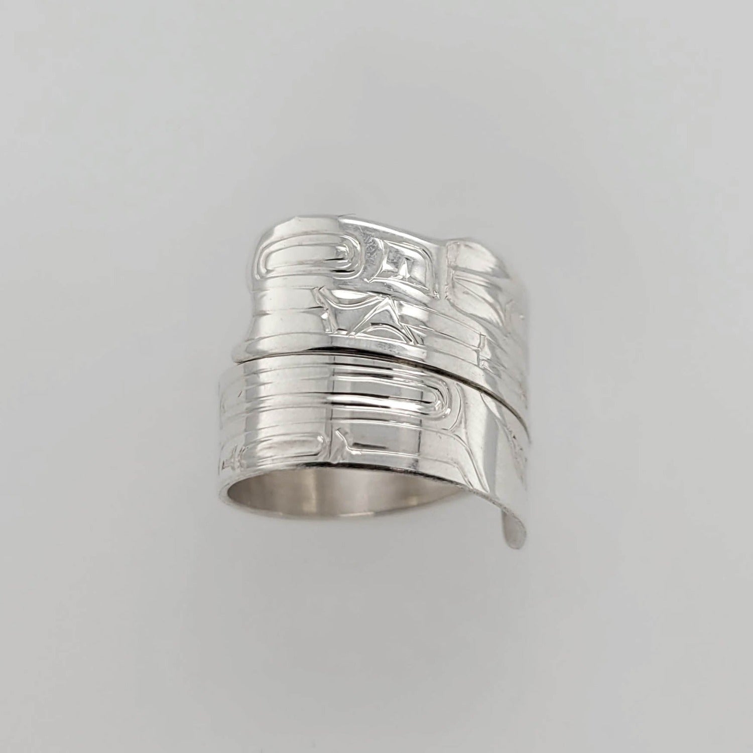 Indigenous Silver Wolf Wrap Ring by Haida artist Garner Moody
