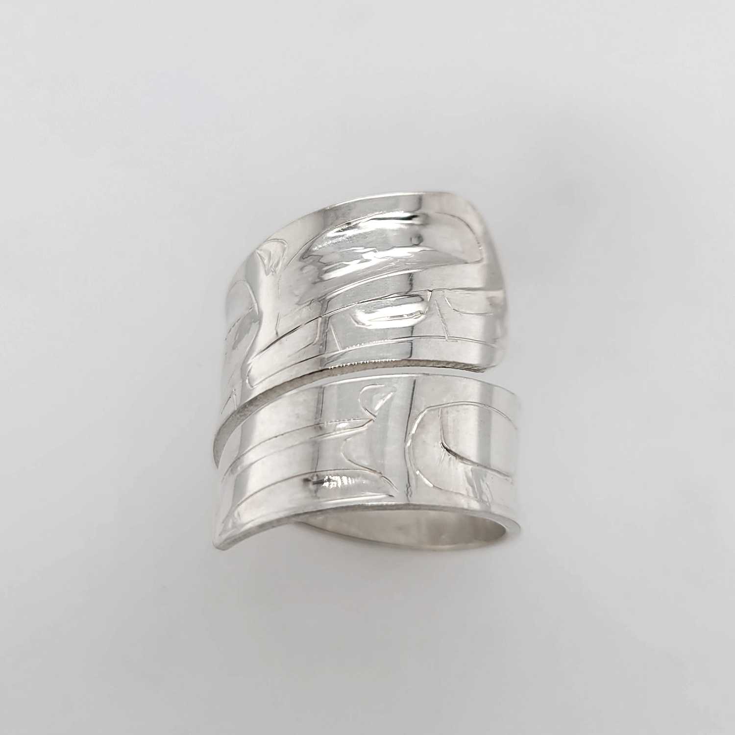 Silver Wolf Wrap Ring by Haida artist Alvin Adkins