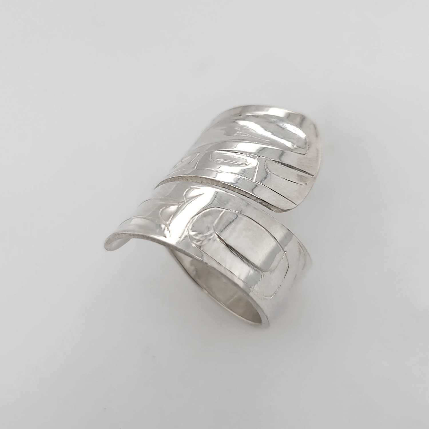 Silver Wolf Wrap Ring by Haida artist Alvin Adkins