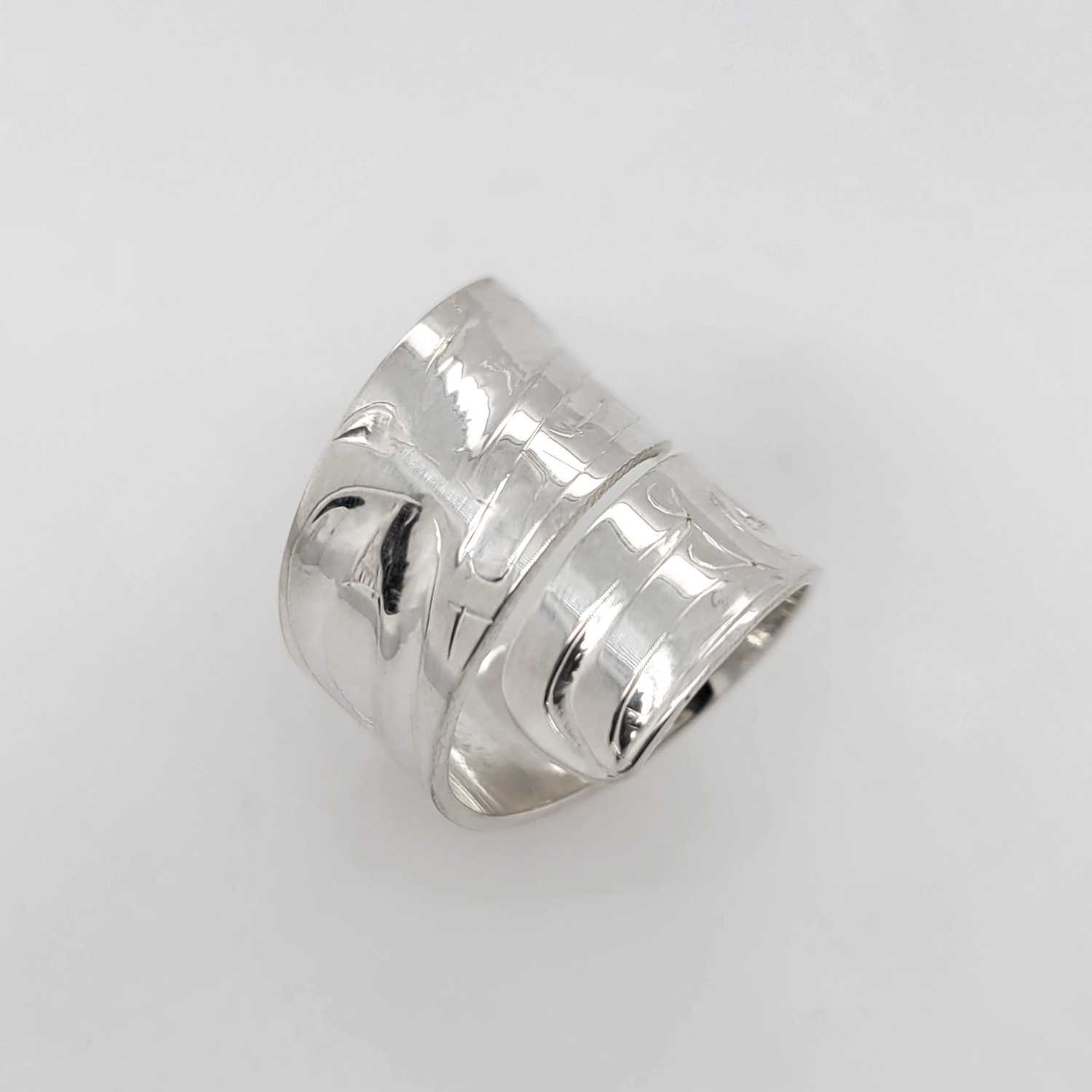 Silver Wolf Wrap Ring by Haida artist Alvin Adkins