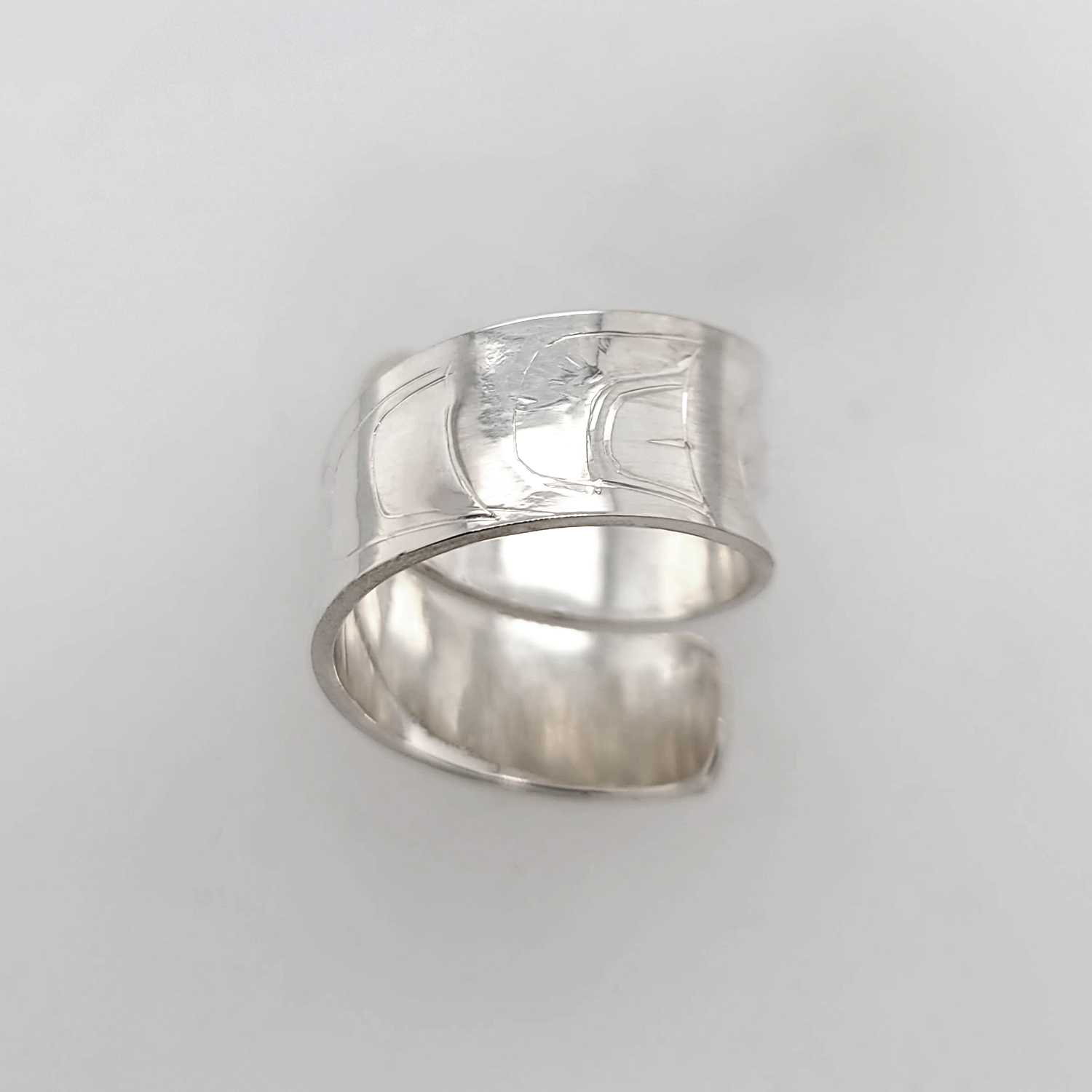 Silver Wolf Wrap Ring by Haida artist Alvin Adkins