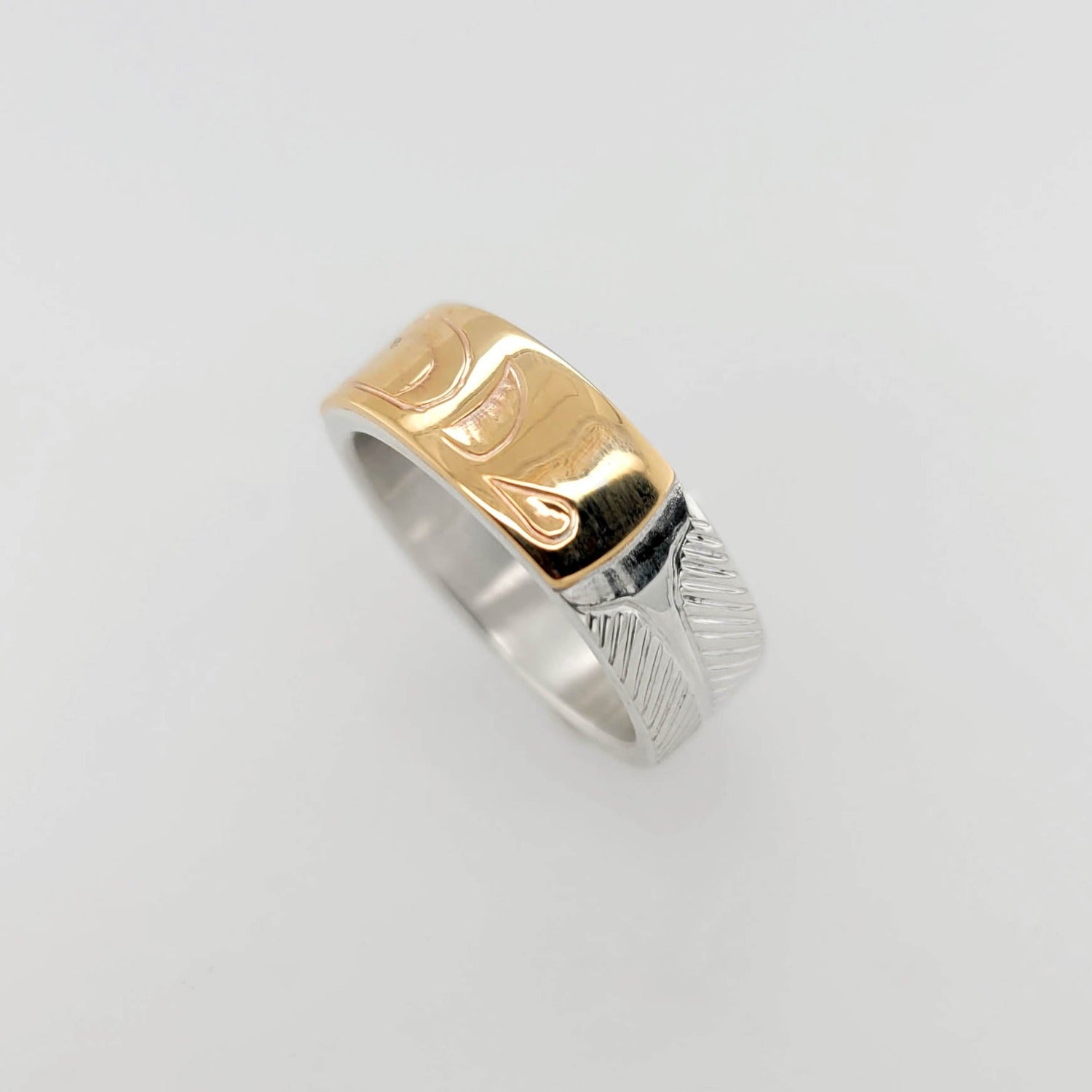 Silver and Gold Moon Ring by Cree artist Justin Rivard