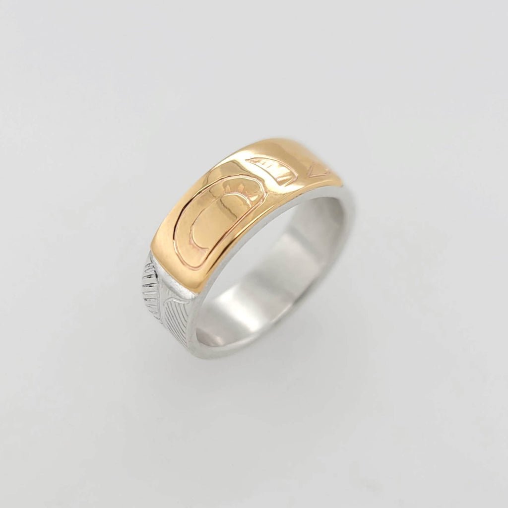 Silver and Gold Moon Ring by Cree artist Justin Rivard