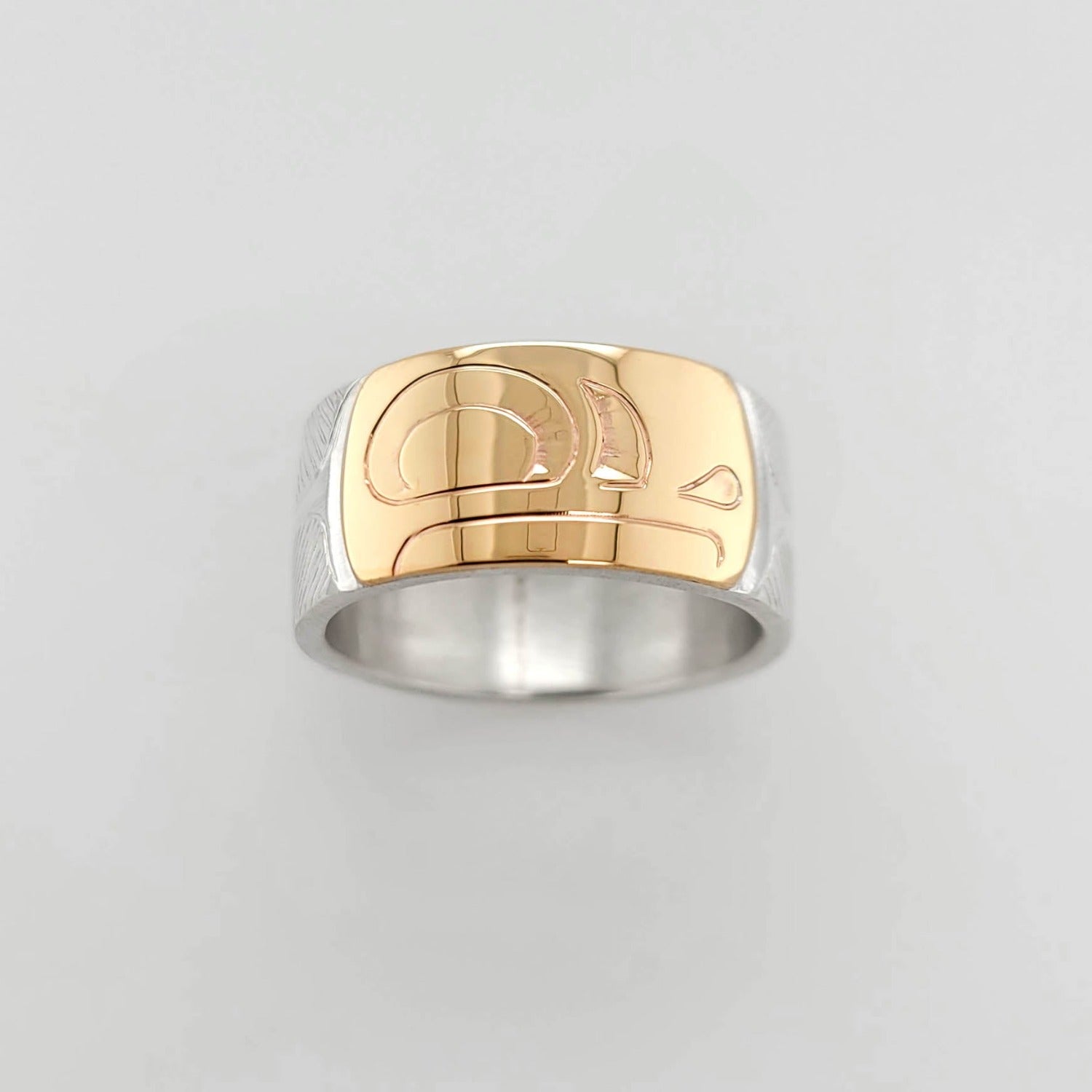 Silver and Gold Moon Ring by Cree artist Justin Rivard