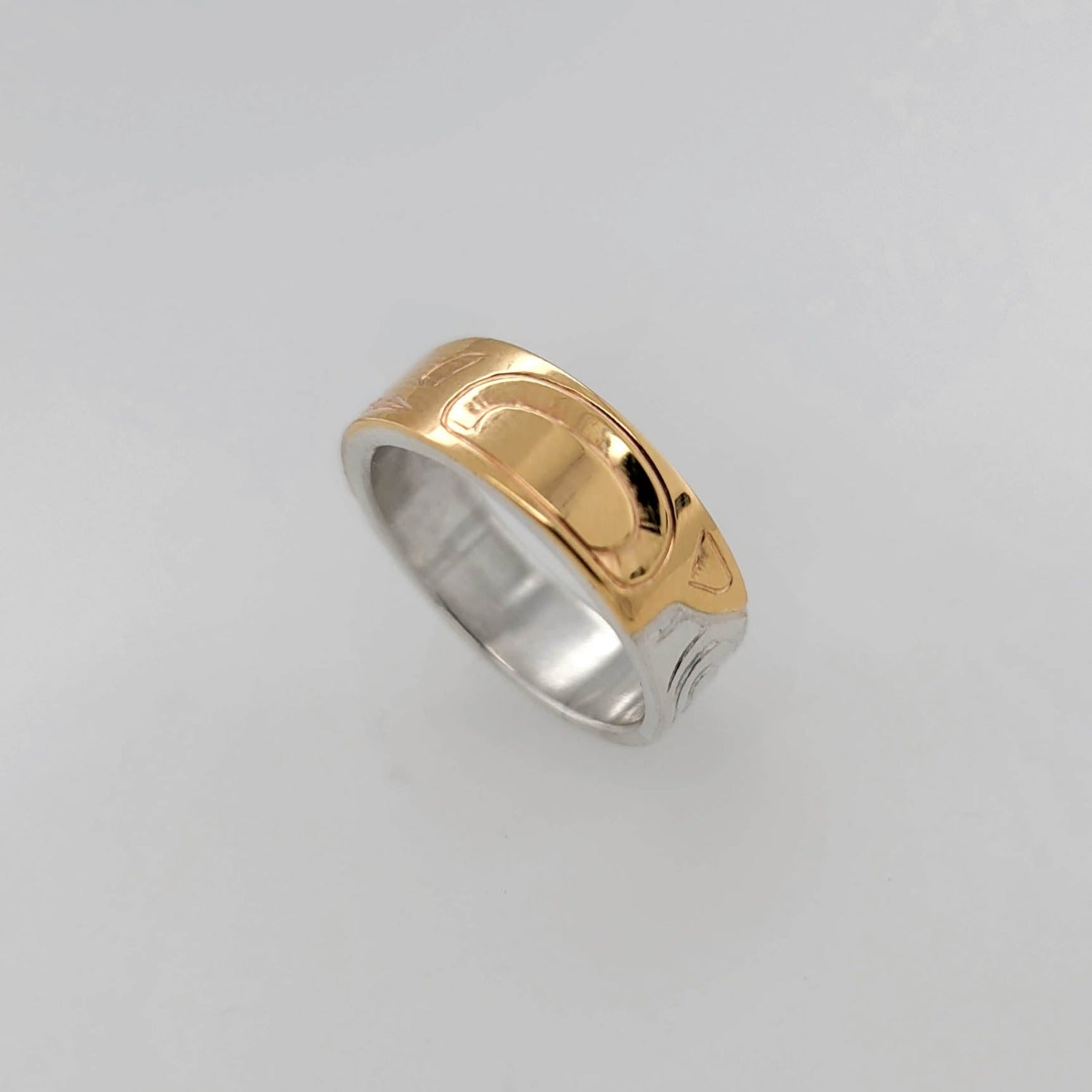 Silver and Gold Bear Ring by Cree artist Justin Rivard
