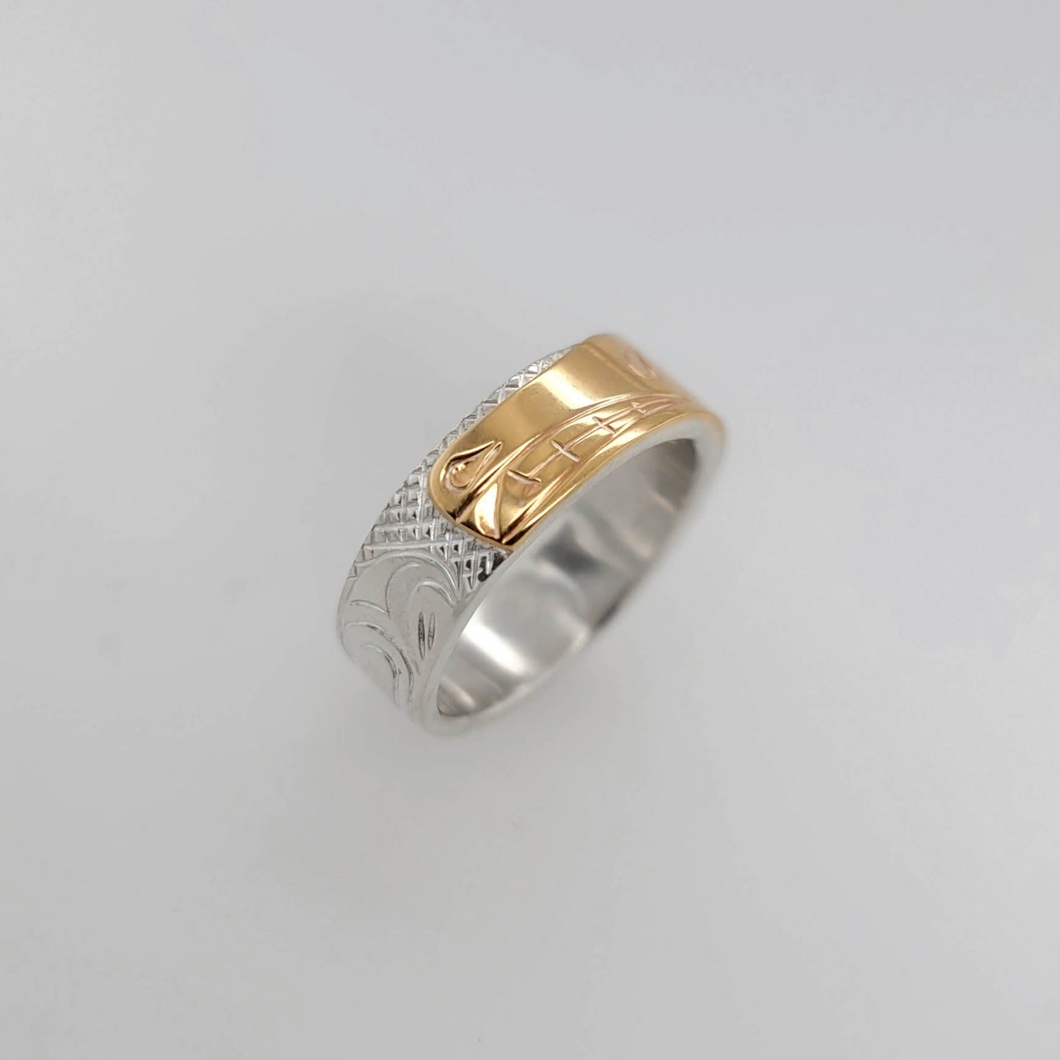 Silver and Gold Bear Ring by Cree artist Justin Rivard