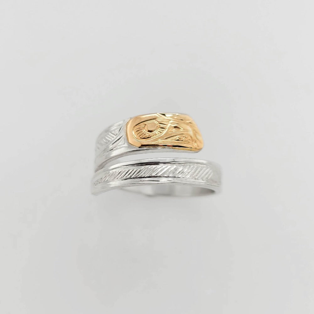 Silver and Gold Eagle Wrap Ring by Tsimshian artist Bill Helin