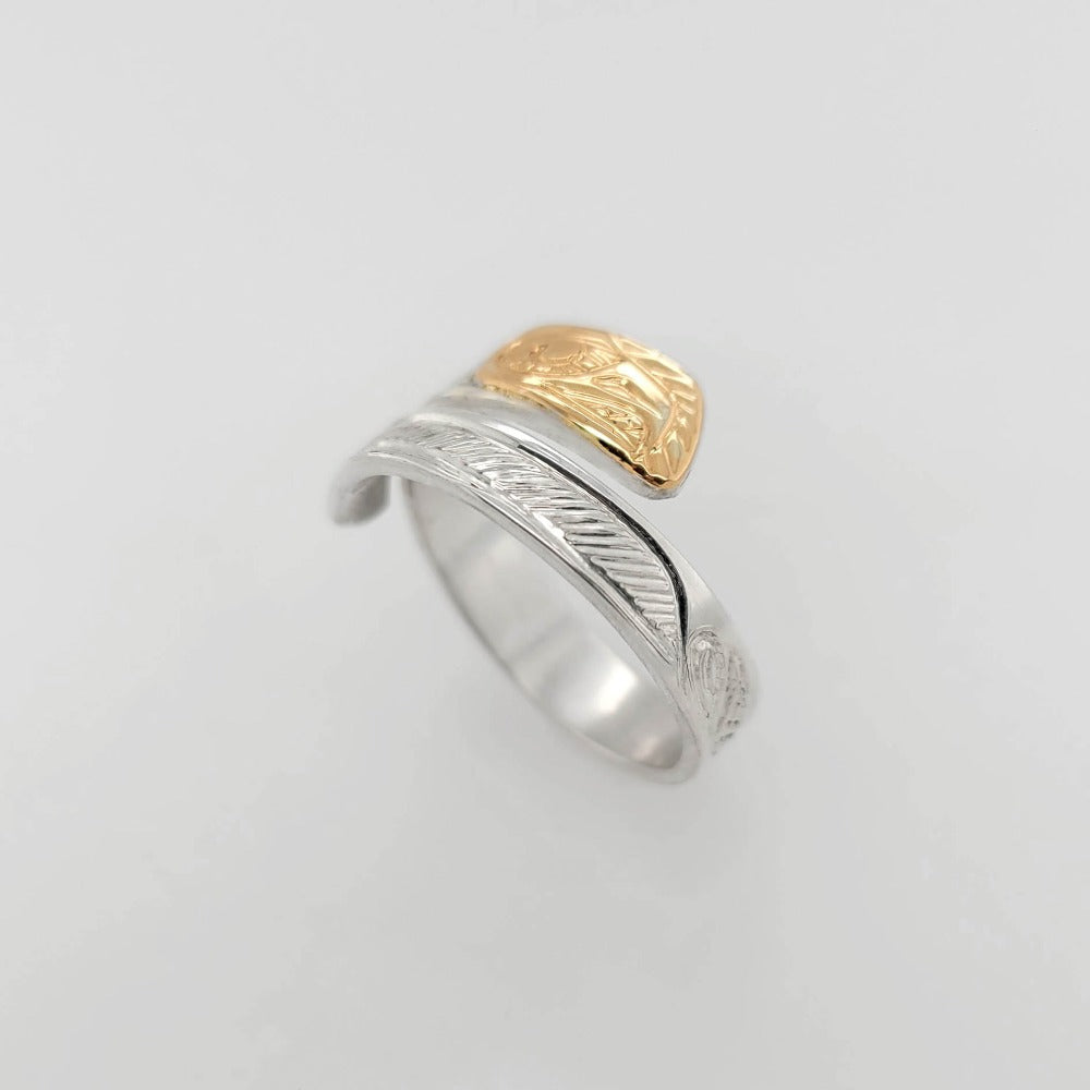 Silver and Gold Eagle Wrap Ring by Tsimshian artist Bill Helin