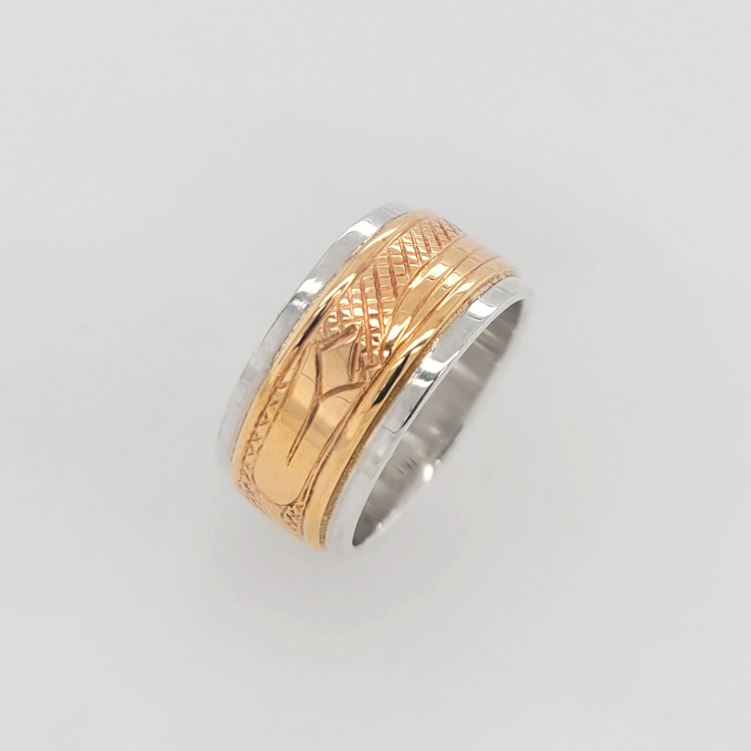 First Nations Silver and Gold Band by Cree artist Justin Rivard