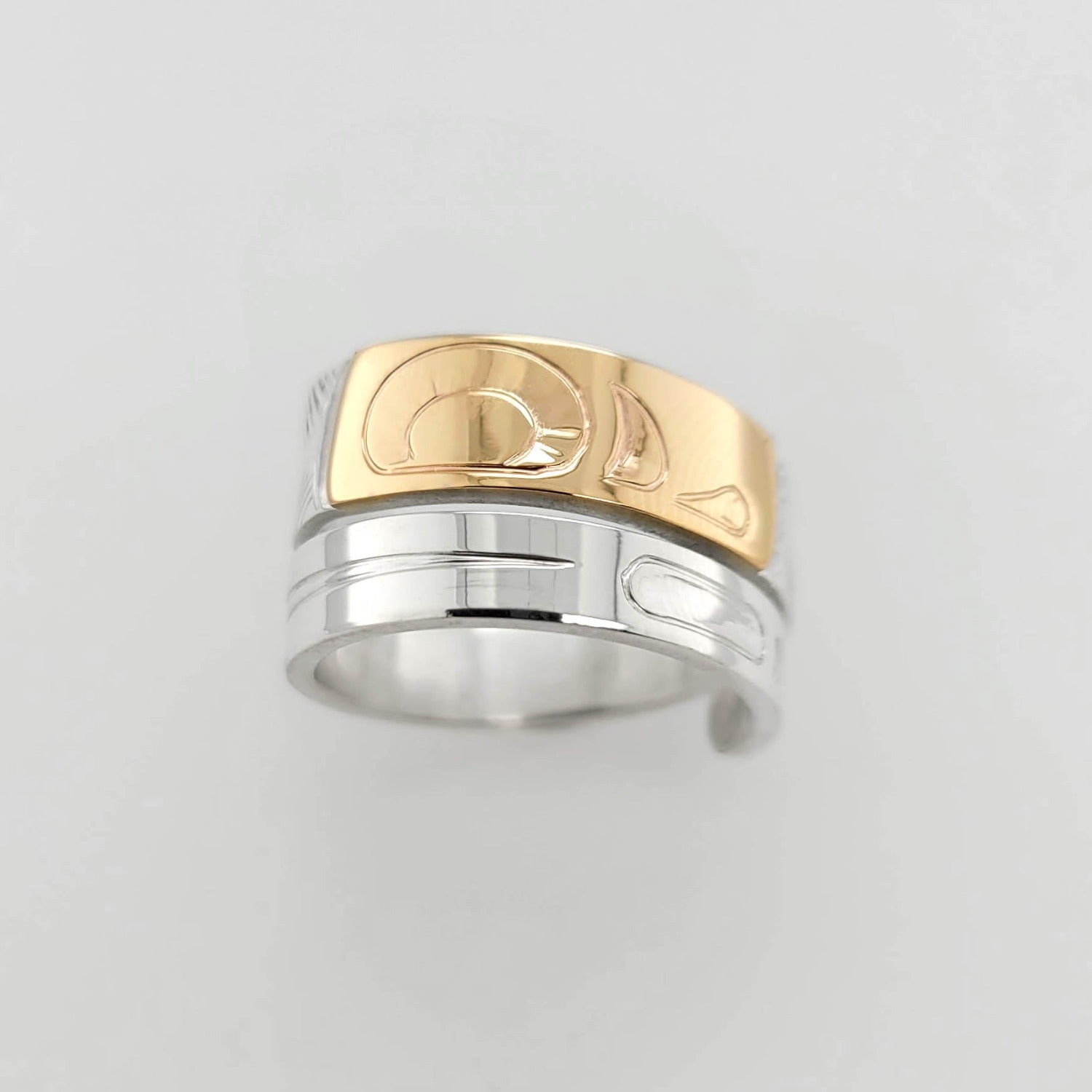 Silver and Gold Moon Wrap Ring by Justin Rivard