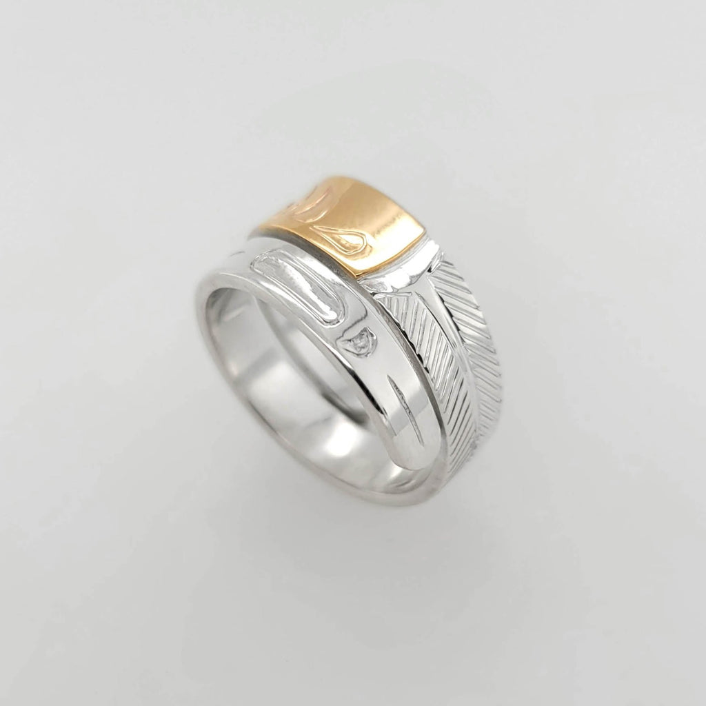 Silver and Gold Moon Wrap Ring by Justin Rivard