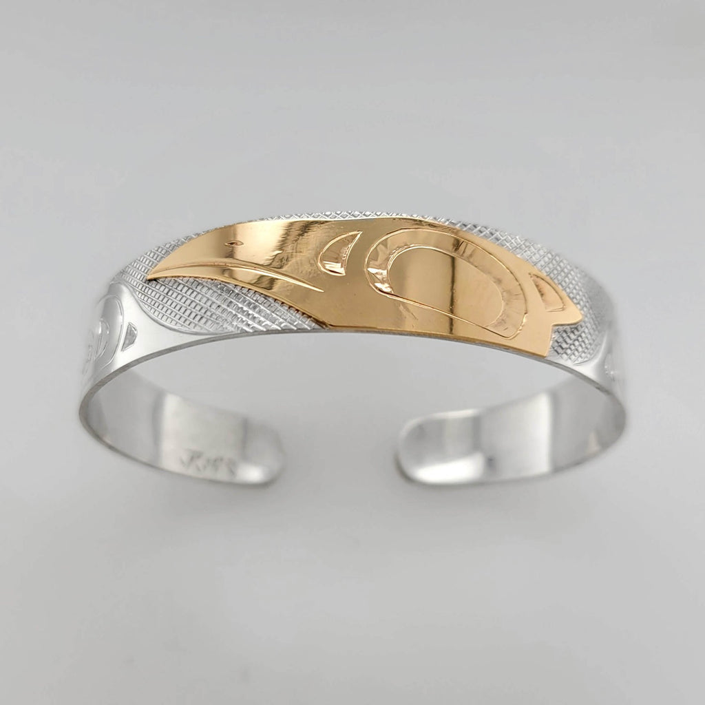 Silver and Gold Raven Bracelet by Cree artist Justin Rivard