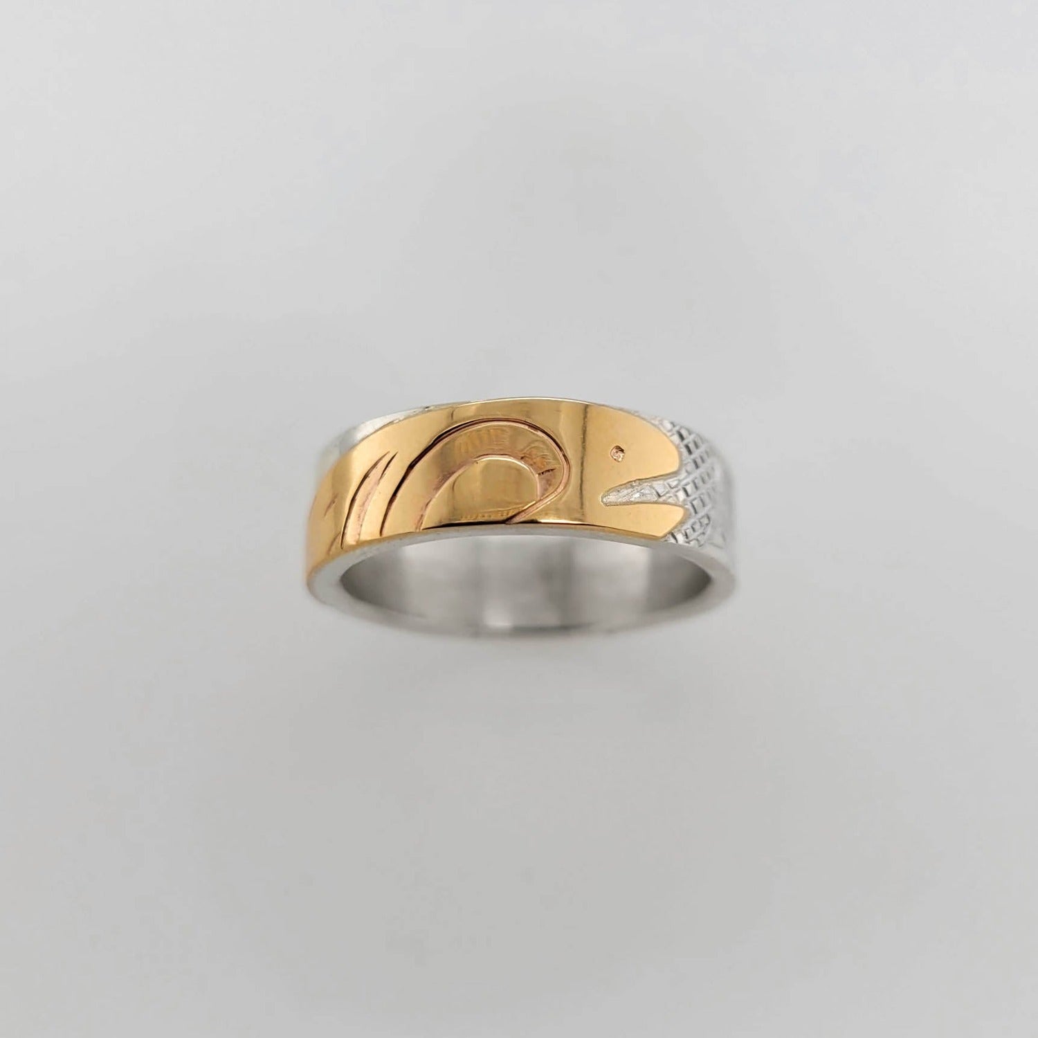 Silver and Gold Salmon Ring by Cree artist Justin Rivard