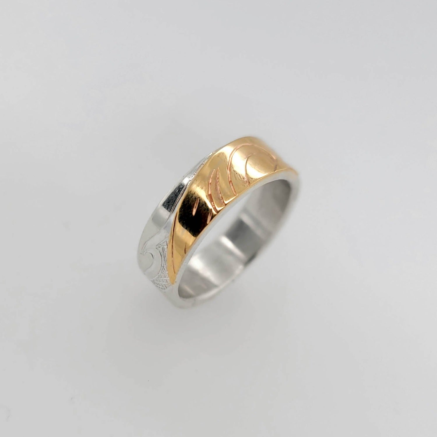 Silver and Gold Salmon Ring by Cree artist Justin Rivard