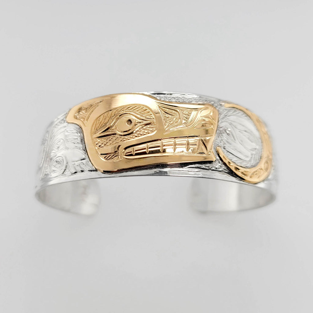 Silver and Gold Wolf Bracelet by Tsimshian artist Bill Helin