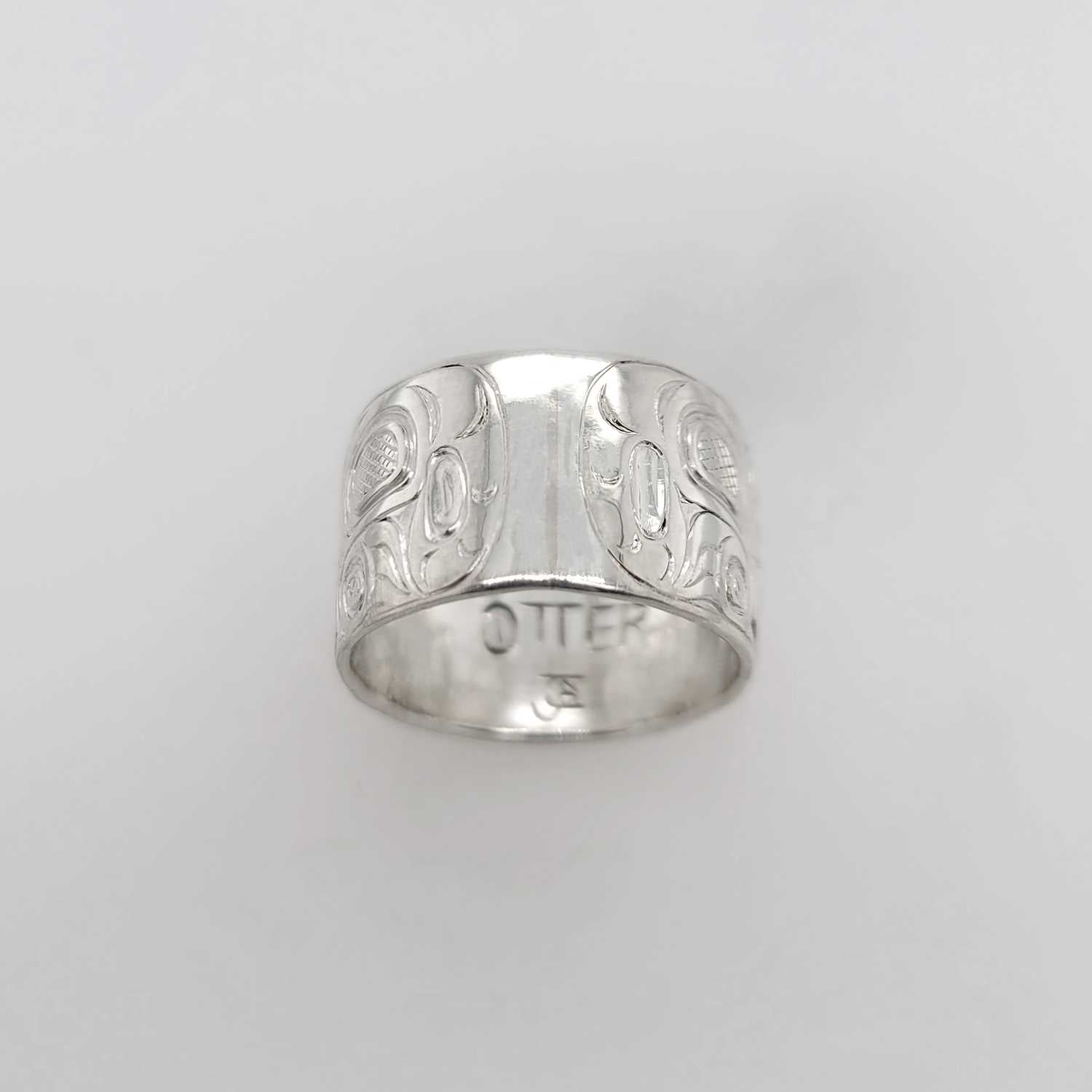 Silver and Rose Gold Otters Ring by Kwakwaka'wakw artist Joe Wilson