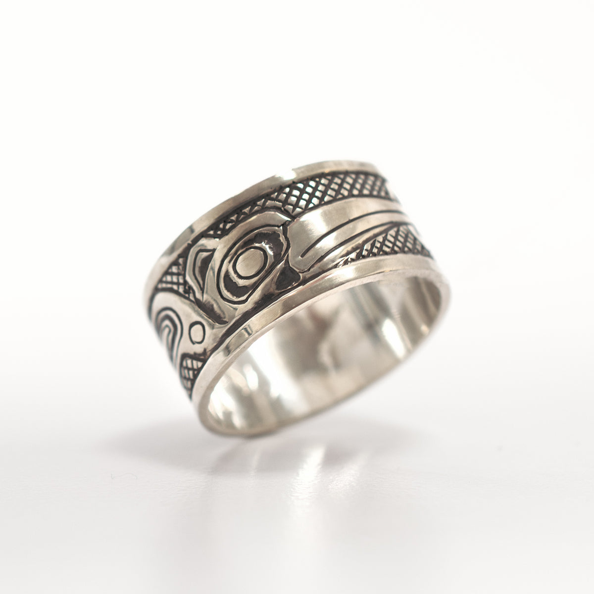 Silver Hummingbird Rung in Haida artist Carmen Goertzen