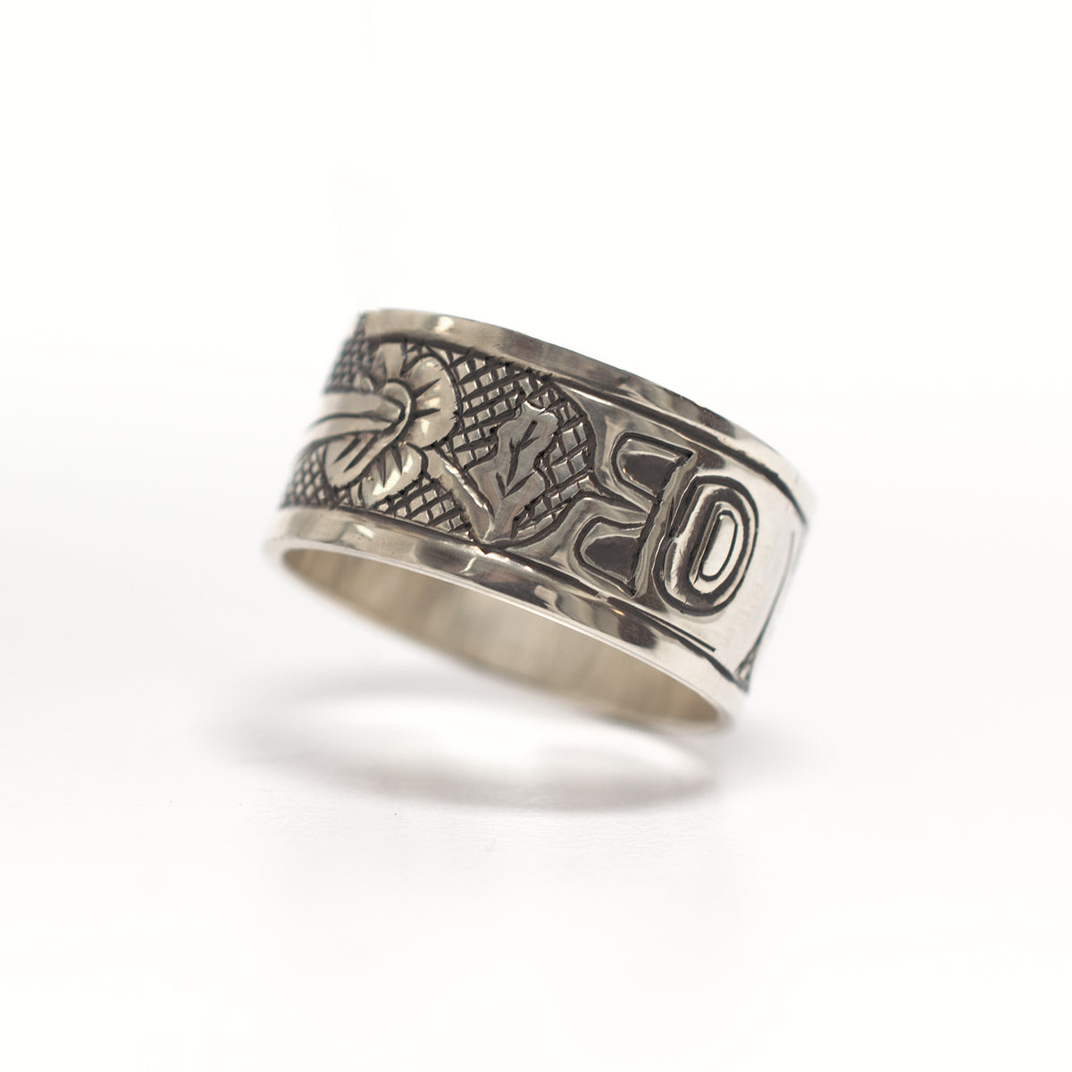 Silver Hummingbird Rung in Haida artist Carmen Goertzen