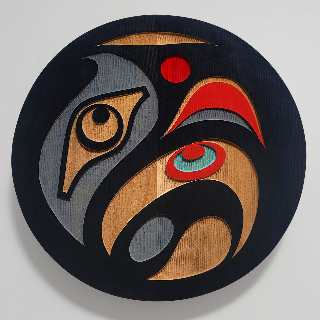 Small Sandblasted Eagle Cedar Panel by Kwakiutl artist Trevor Hunt