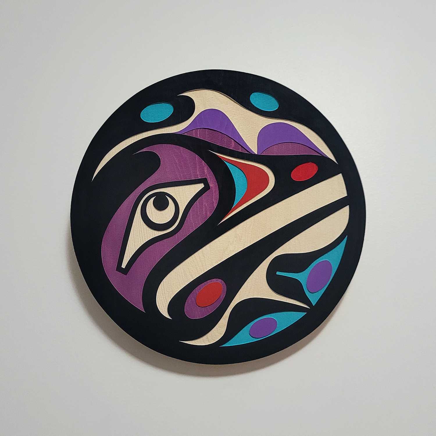 Sandblasted Hummingbird Panel by Kwakwaka'wakw artist Trevor Hunt