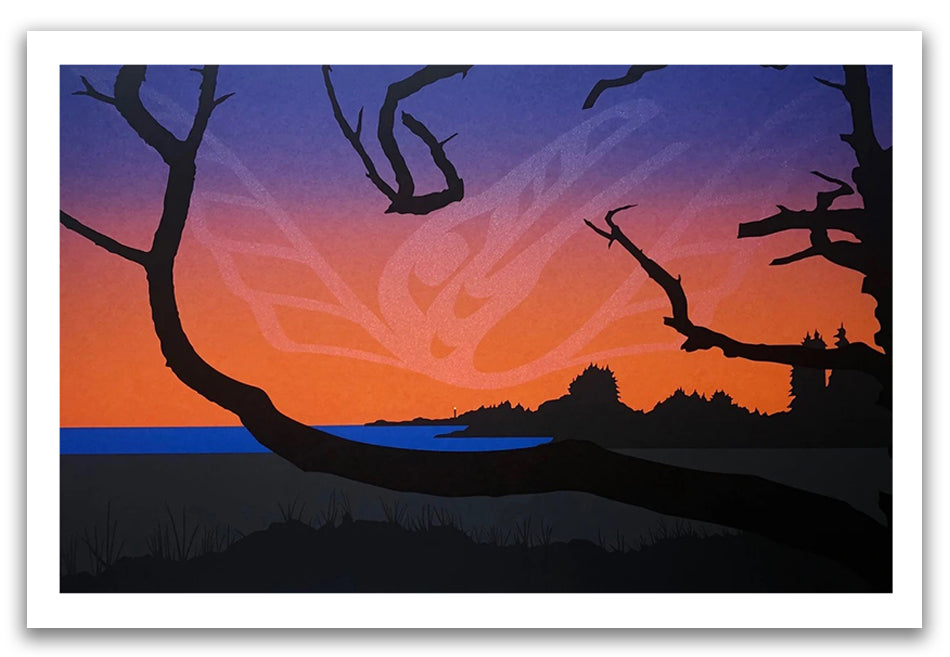 Raven and Sunset Limited Edition Print by Tsimshian artist Roy Vickers