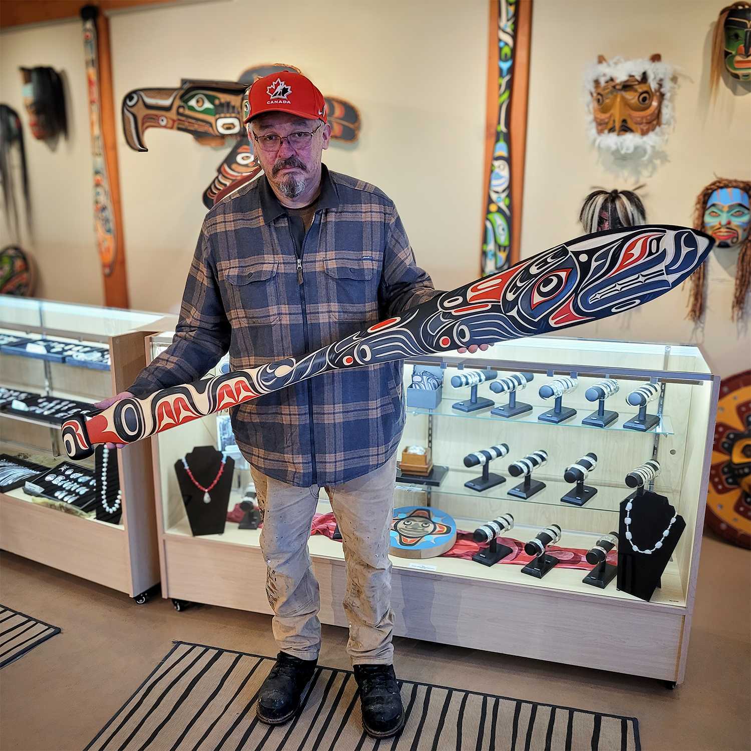 Wolf Paddle by Kwakwaka'wakw carver Tom Hunt