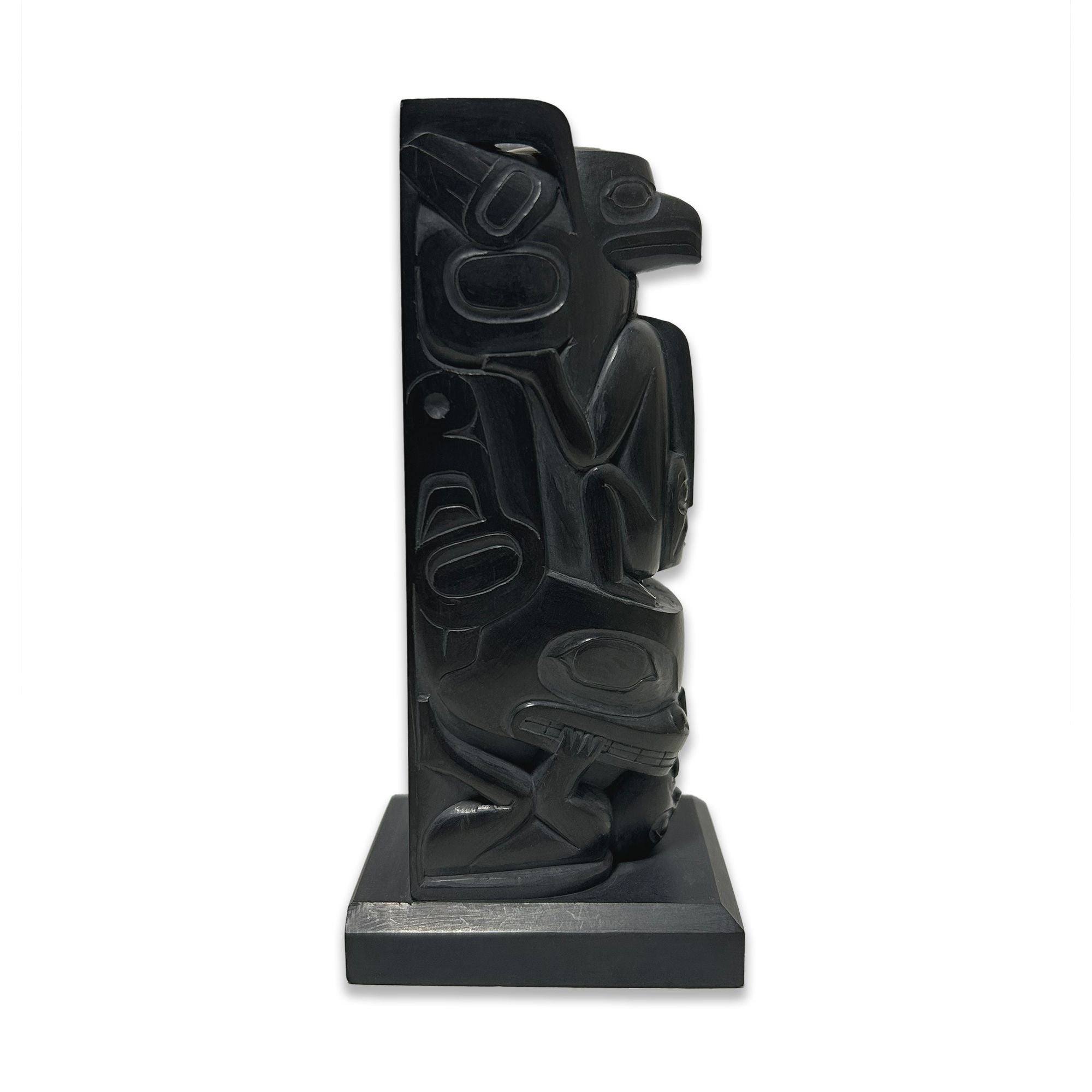 Argillite Totem of Figures and Faces by Haida artist Chris Russ