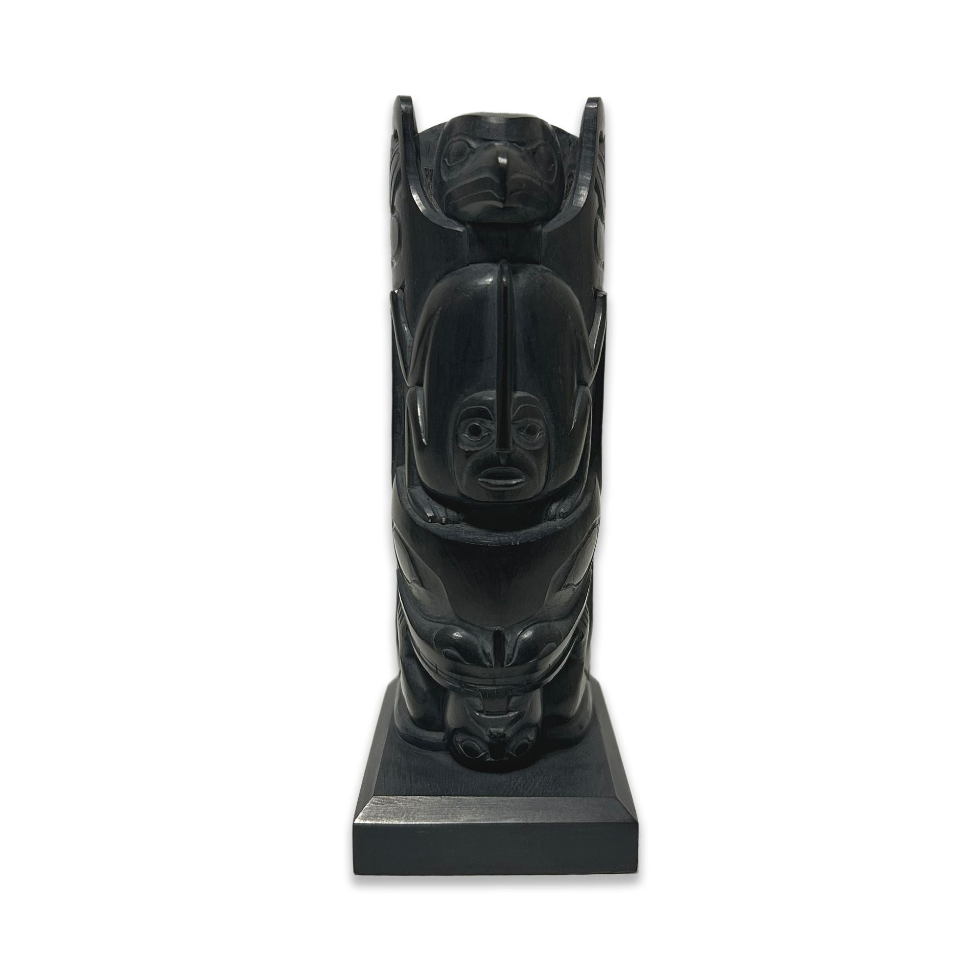 Argillite Totem of Figures and Faces by Haida artist Chris Russ