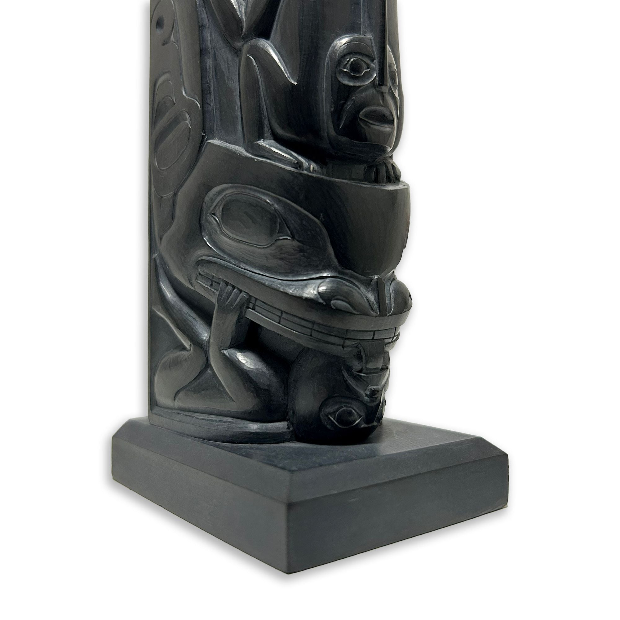 Argillite Totem of Figures and Faces by Haida artist Chris Russ
