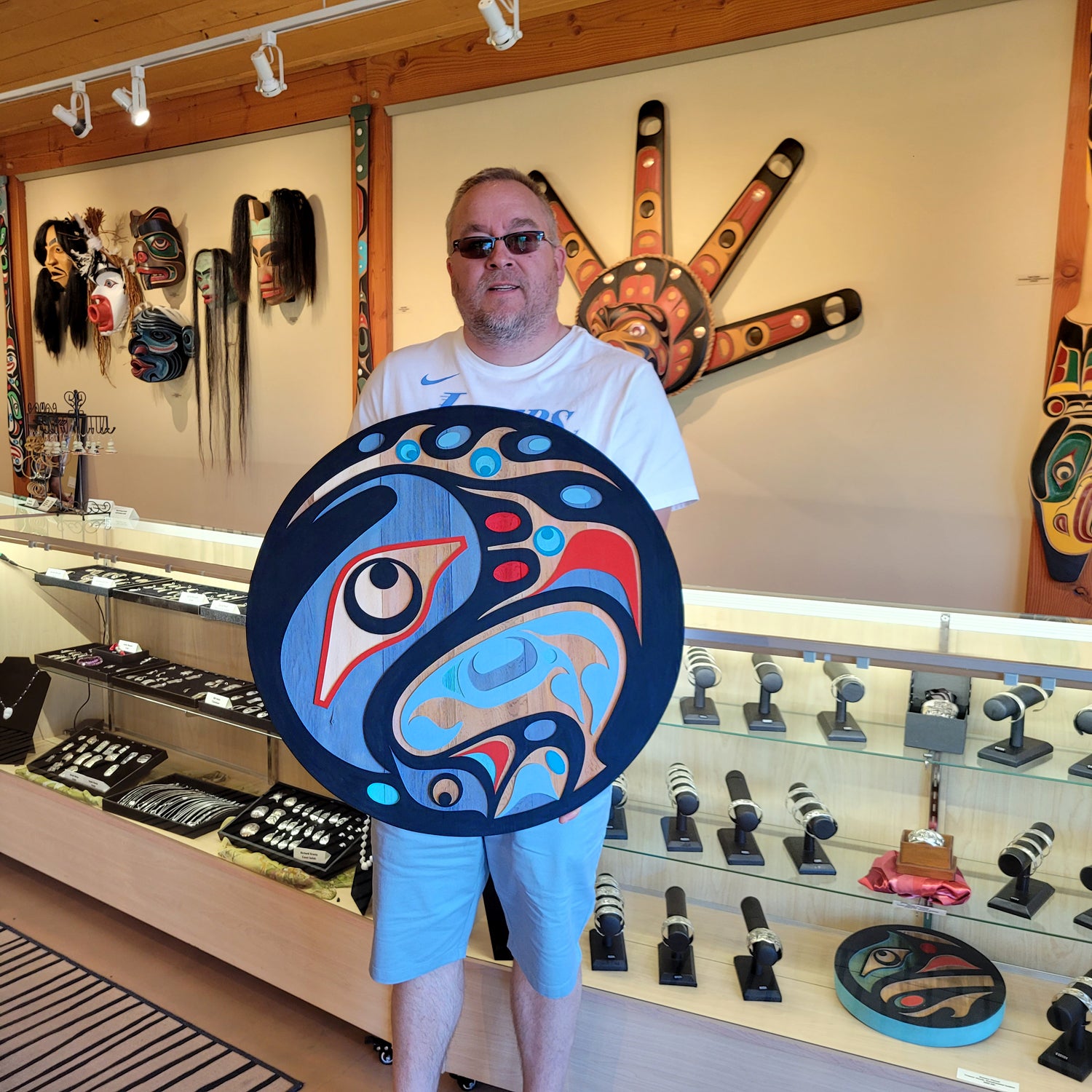 Indigenous Eagle Cedar Panel by Kwakiutl artist Trevor Hunt