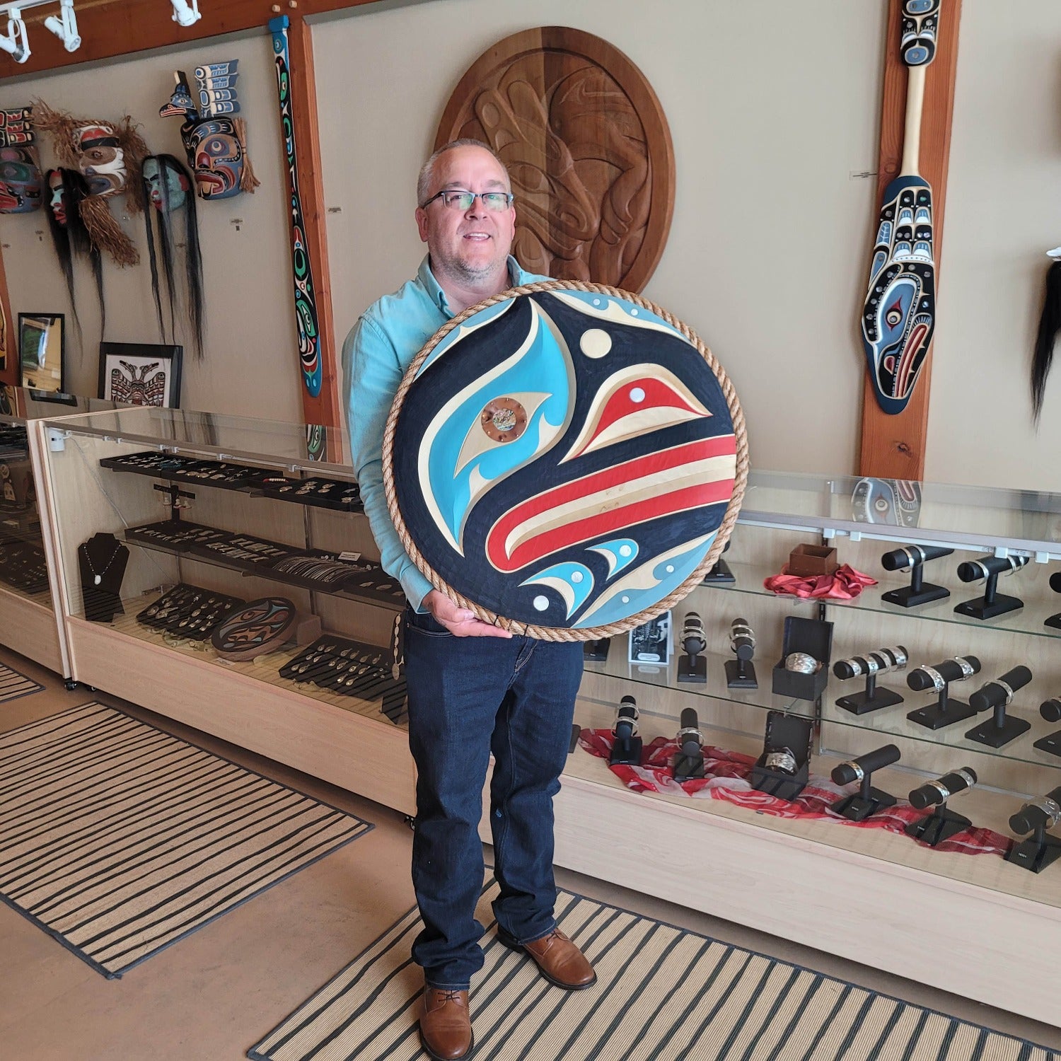 Indigenous Cedar Panel by Kwakiutl carver Trevor Hunt
