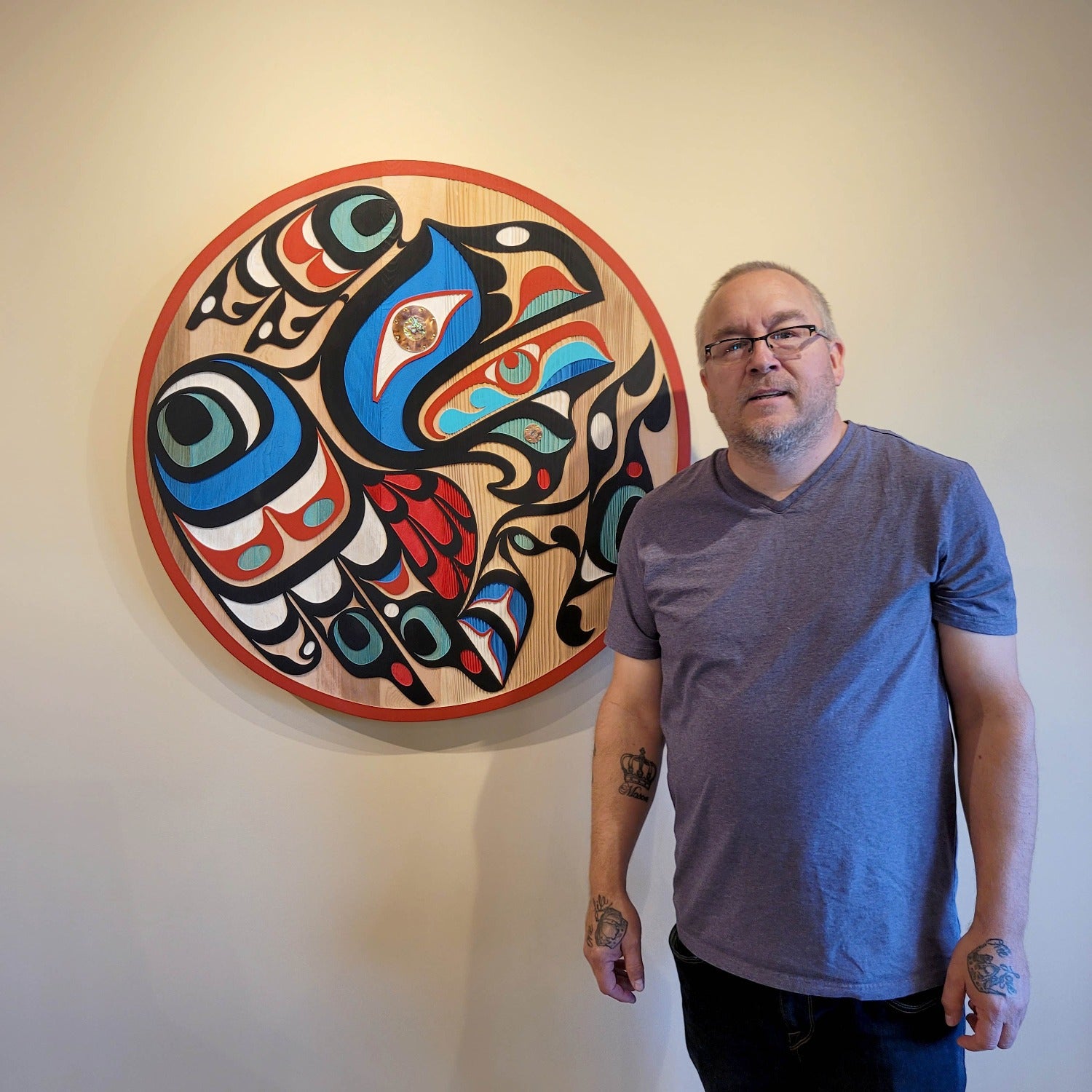 Sandblasted Raven Panel by Kwakiutl artist Trevor Hunt