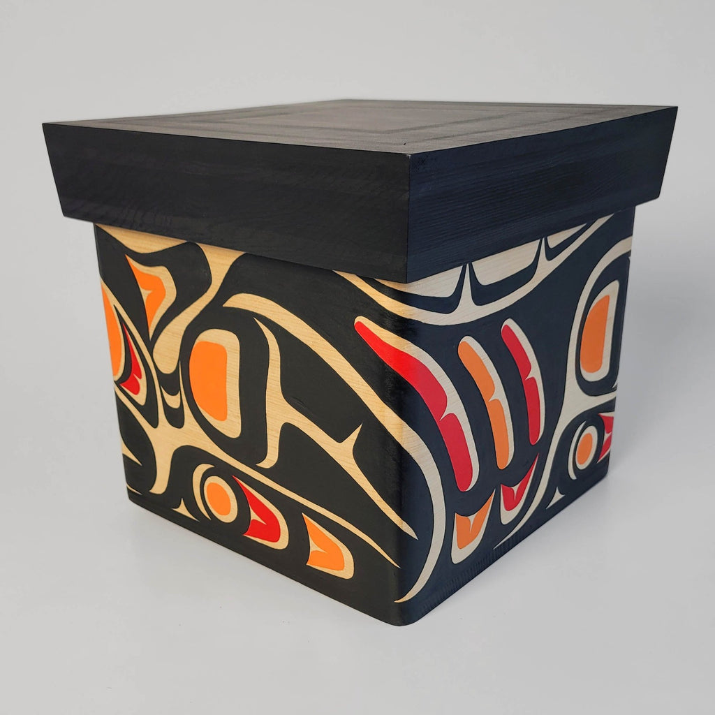 Indigenous Wolf Bentwood Box by Kwakwaka'wakw artist Sandy Johnson