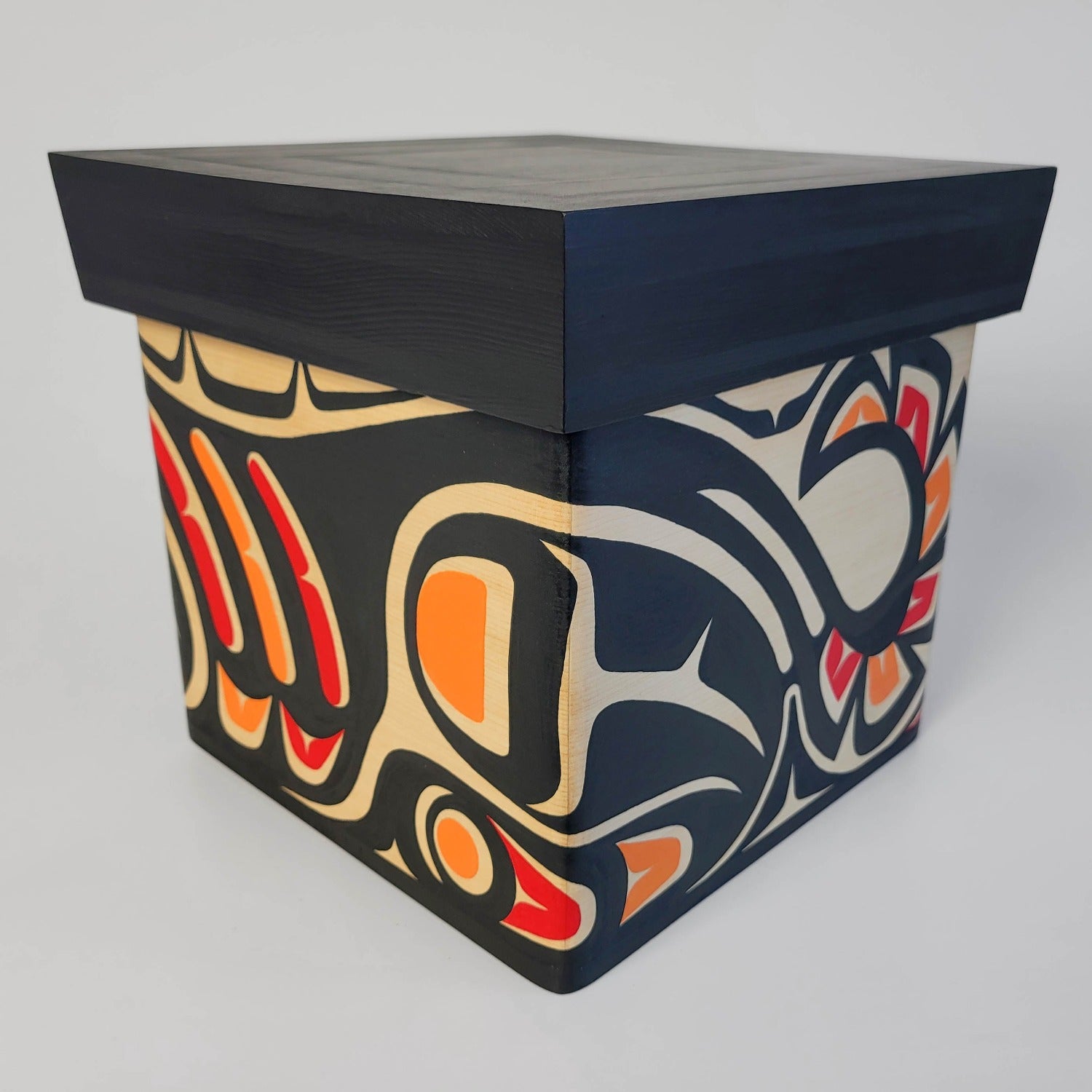 Indigenous Wolf Bentwood Box by Kwakwaka'wakw artist Sandy Johnson